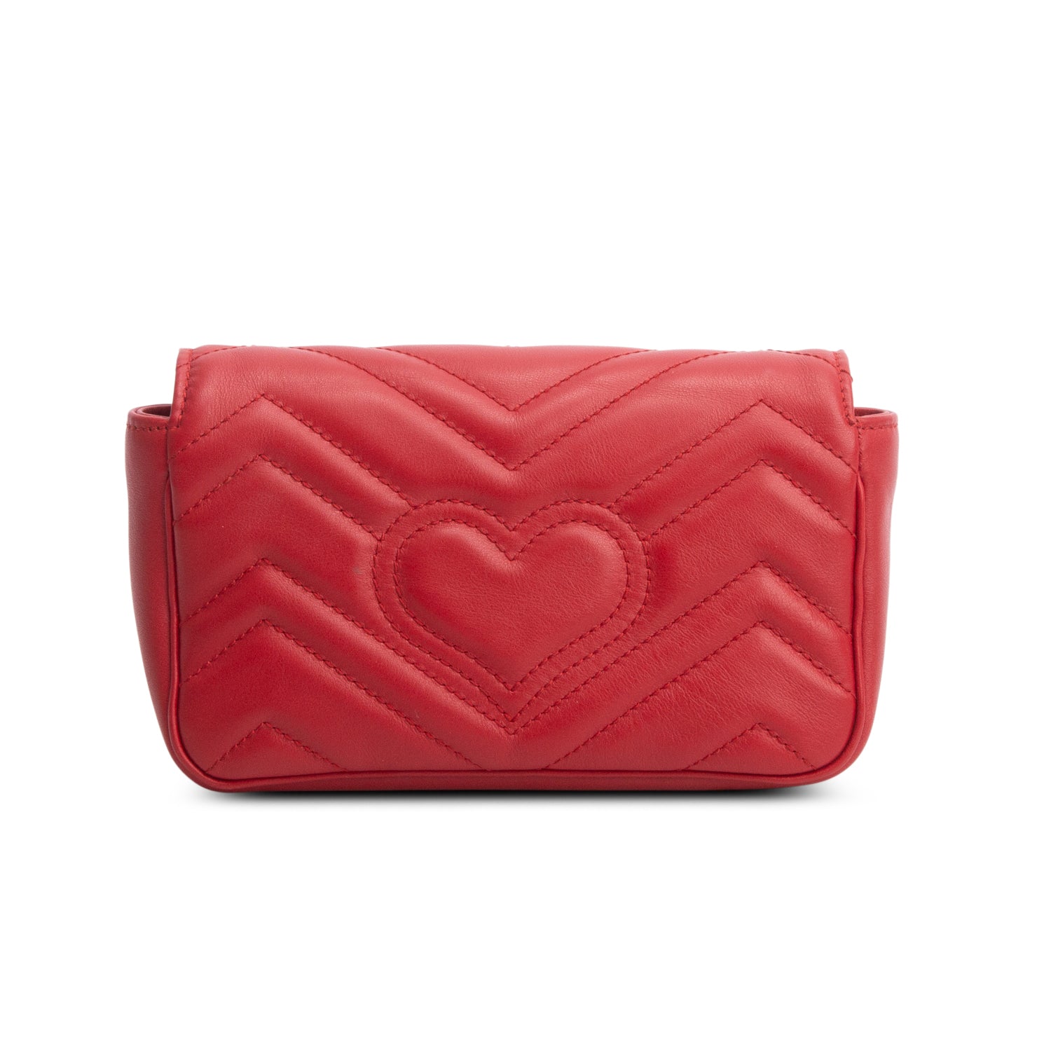 Gucci Red GG Marmont Matelasse Leather Super Mini Bag w/ Box