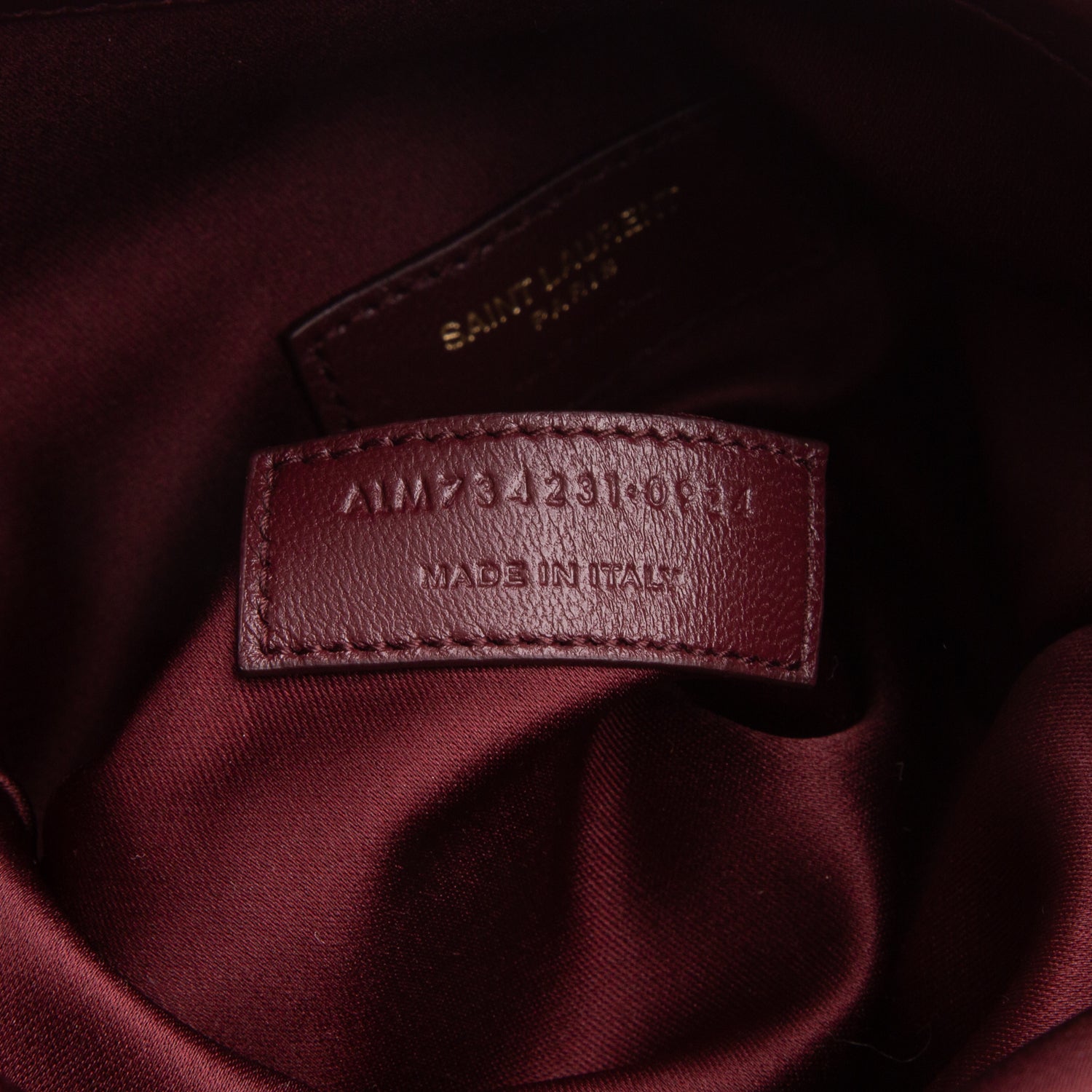 Saint Laurent 2024 Burgundy Satin Evening Pouch w/ Box