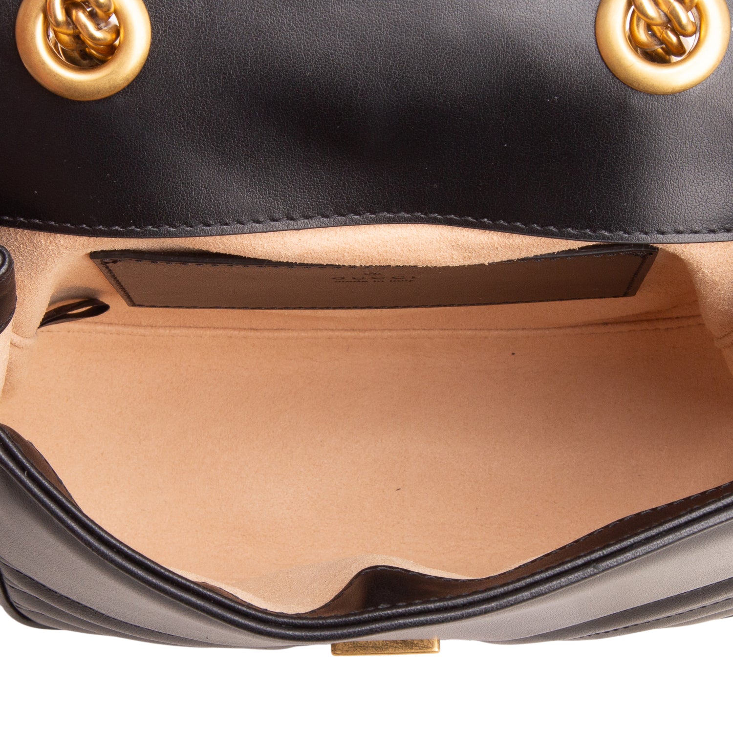Gucci Black Calfskin Matelasse Mini GG Marmont Square Shoulder Bag