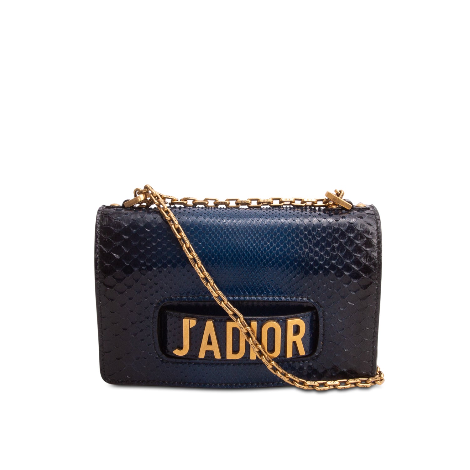 Christian Dior Navy Python Medium J'adior Chain Flap Bag