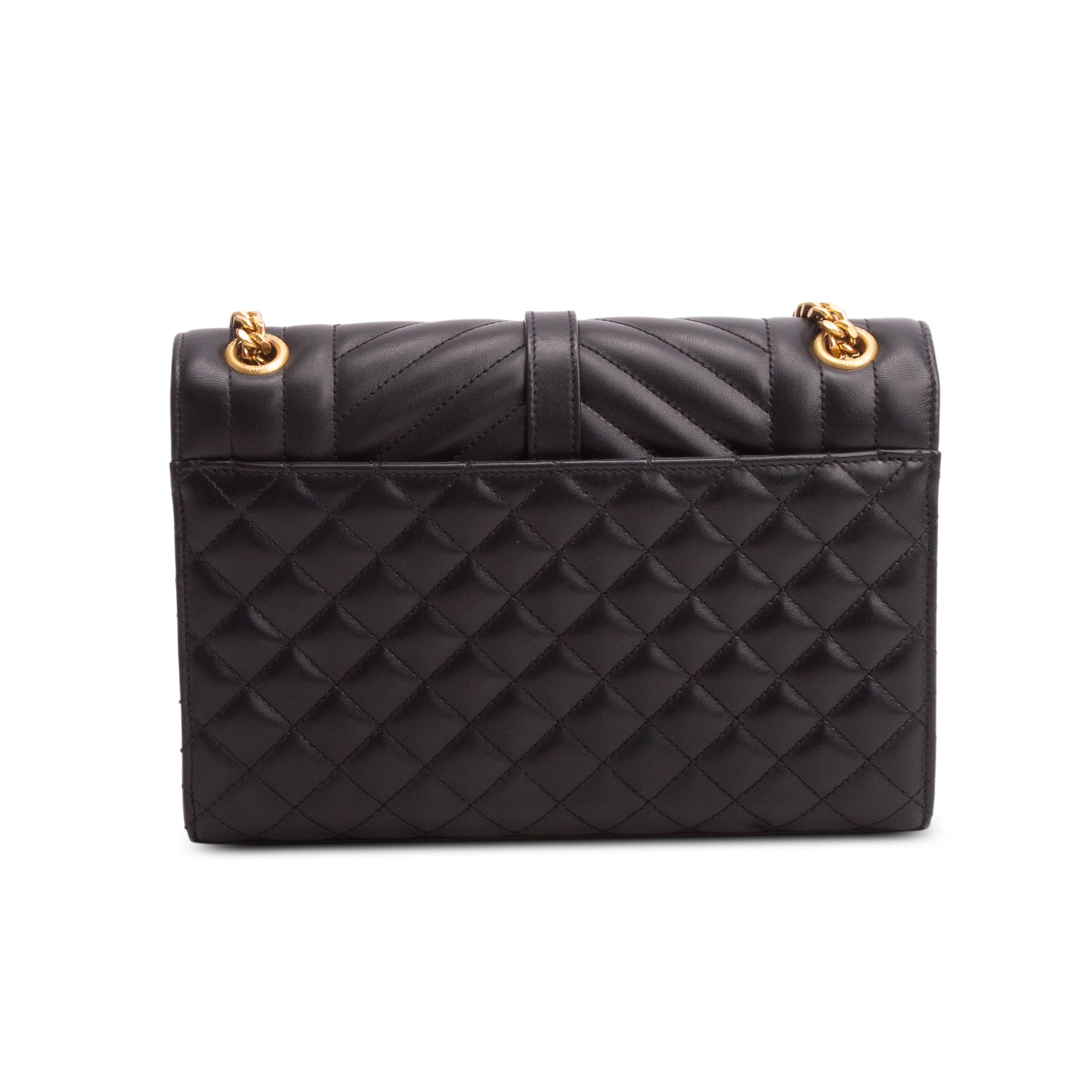 Saint Laurent 2021 Black Lambskin Matelasse Medium Triquilt Monogram Satchel