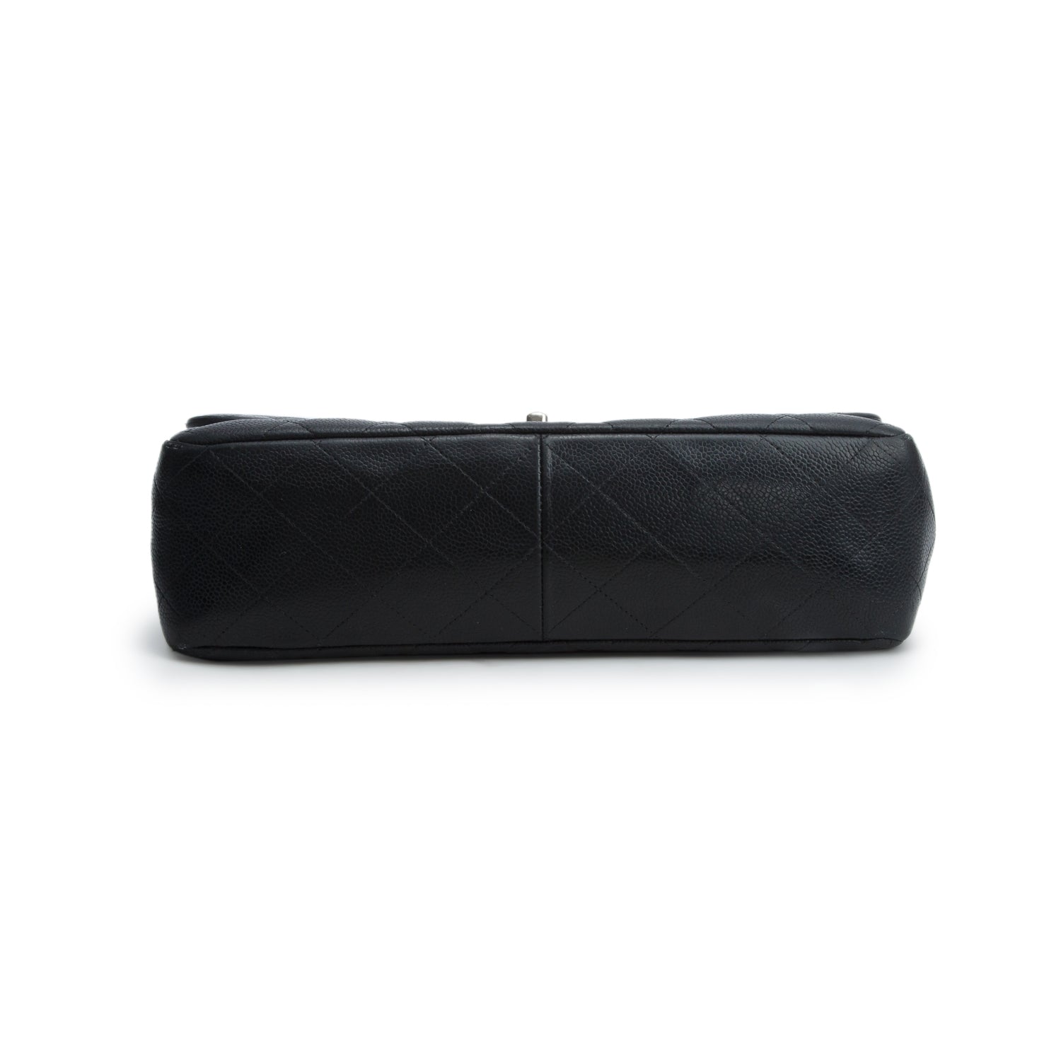 Chanel Black Caviar Quilted Leather Classic Jumbo Double Flap Bag w/ Box