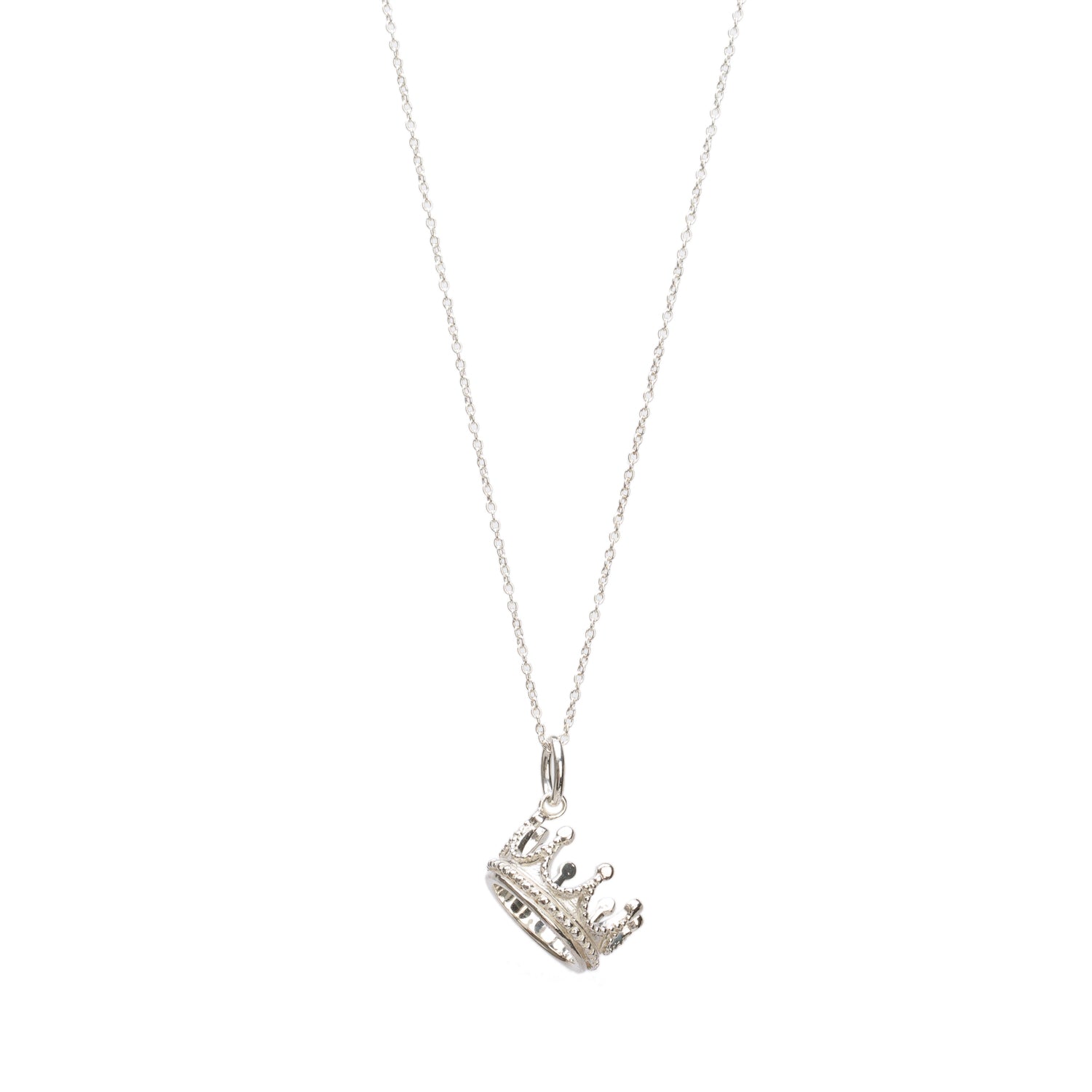 Tiffany & Co. Sterling Silver Crown Charm Pendant Necklace