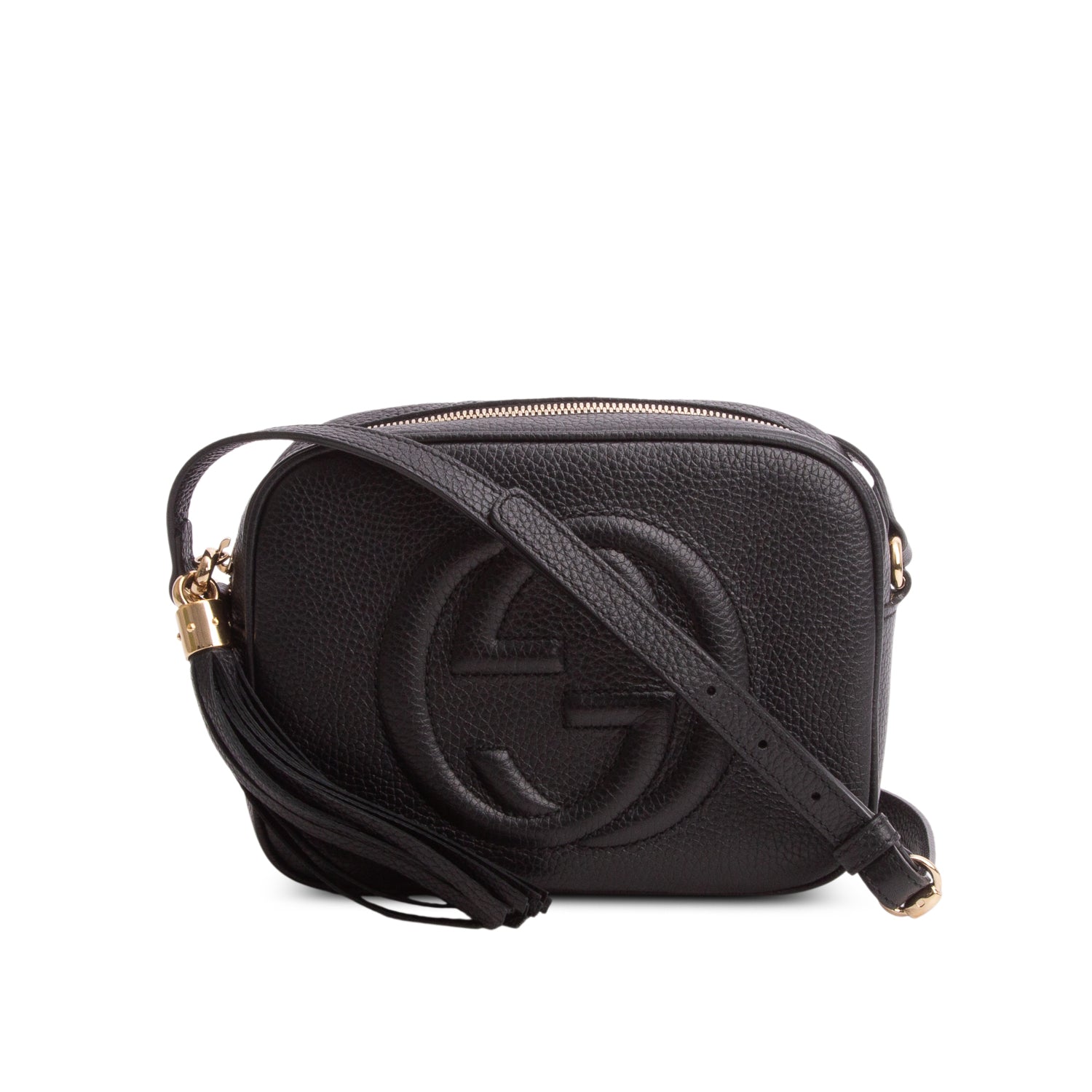 Gucci Black Pebbled Calfskin Leather Small Soho Disco Bag w/ Box