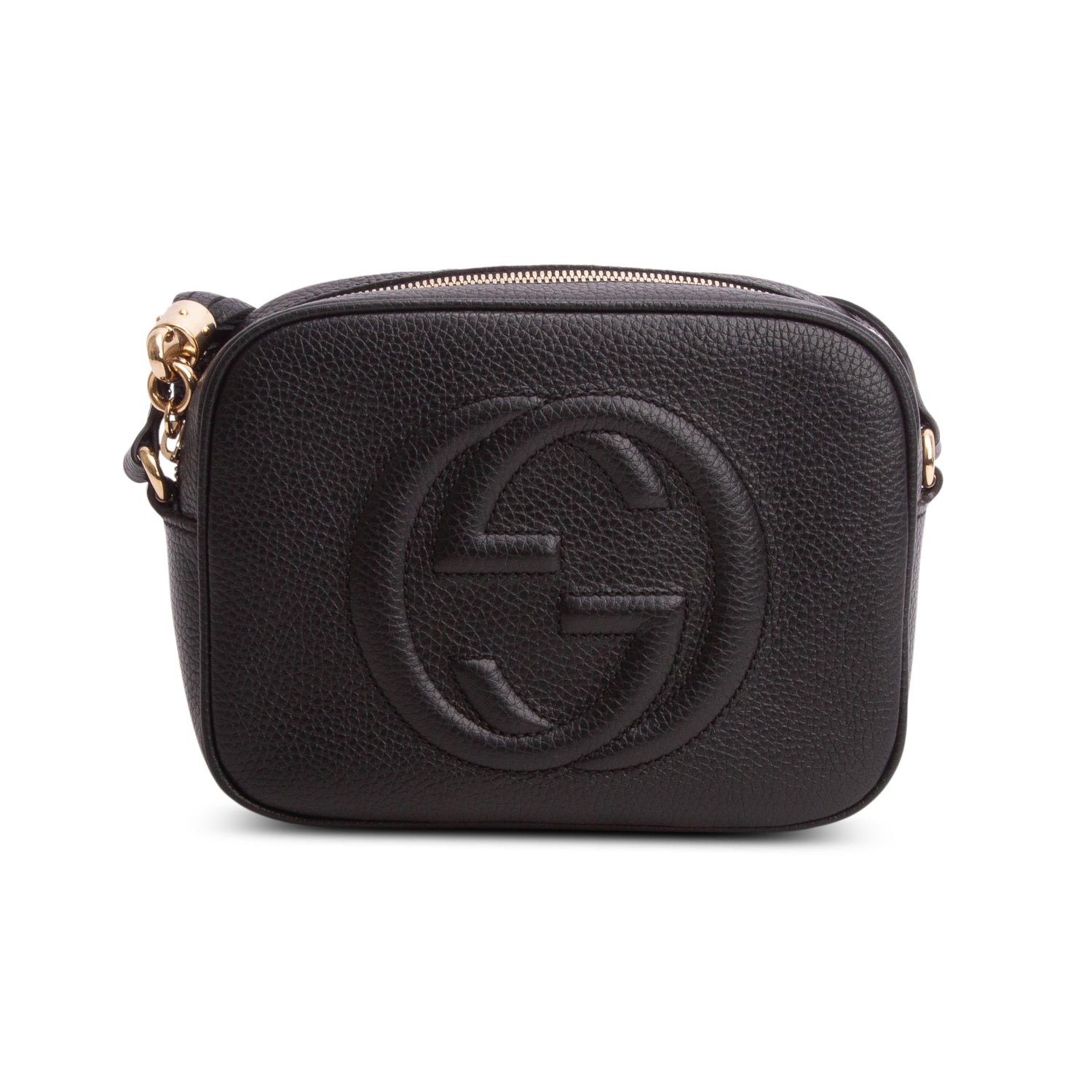 Gucci Black Pebbled Calfskin Leather Small Soho Disco Bag w/ Box