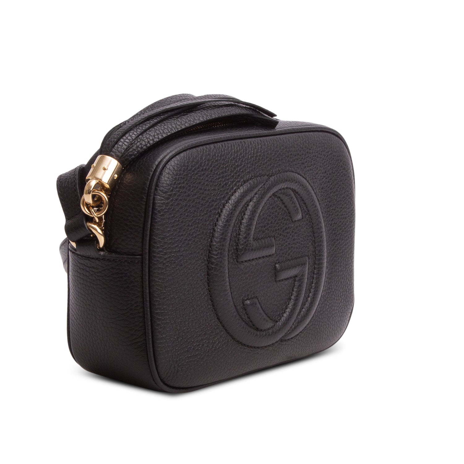 Gucci Black Pebbled Calfskin Leather Small Soho Disco Bag w/ Box
