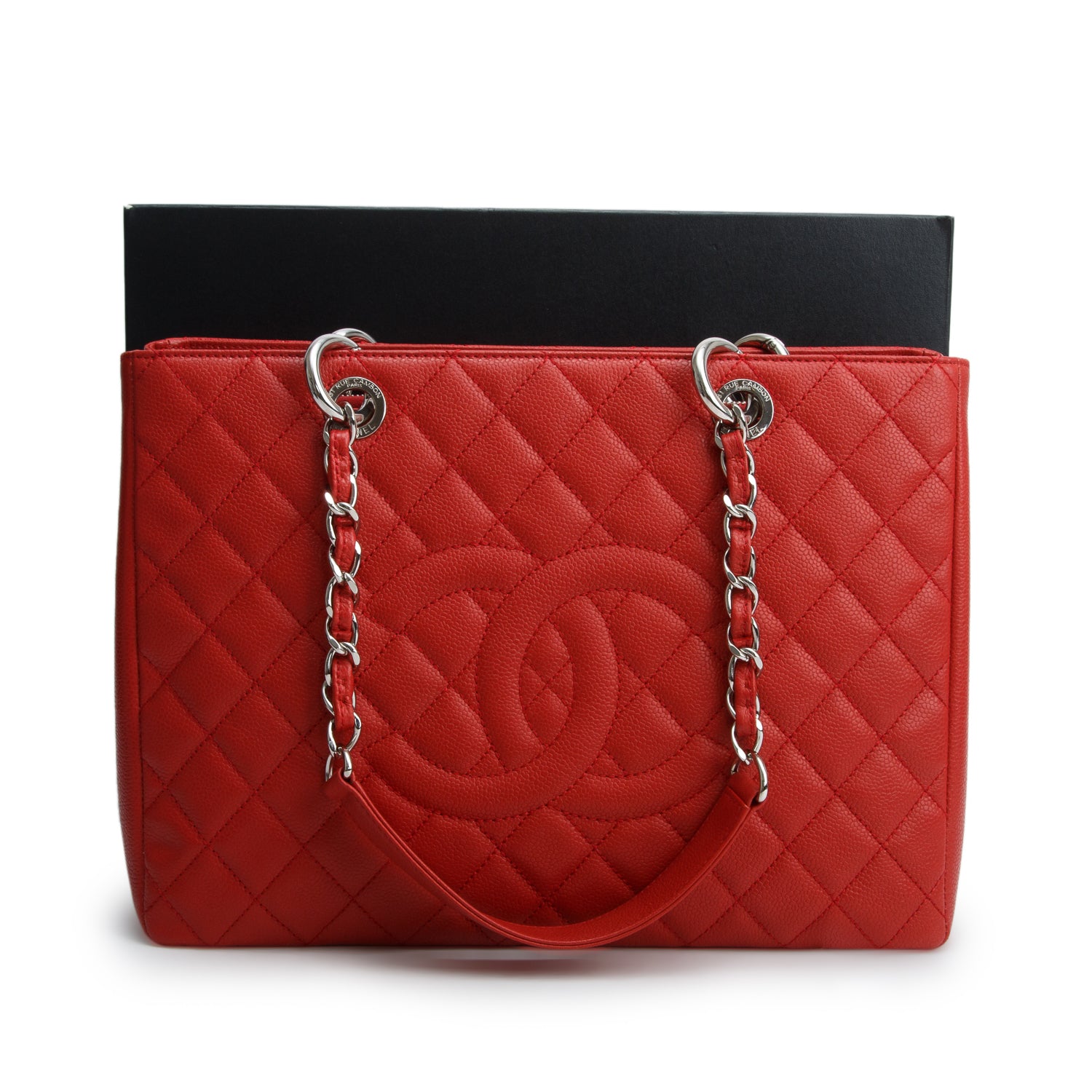 Chanel Red Caviar Leather Grand Shopping Tote (GST) w/ Box