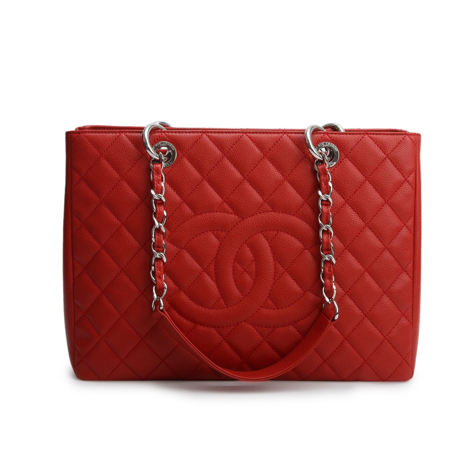 Chanel Red Caviar Leather Grand Shopping Tote (GST) w/ Box