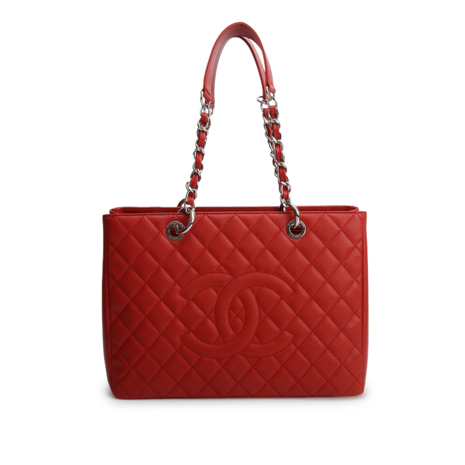 Chanel Red Caviar Leather Grand Shopping Tote (GST) w/ Box