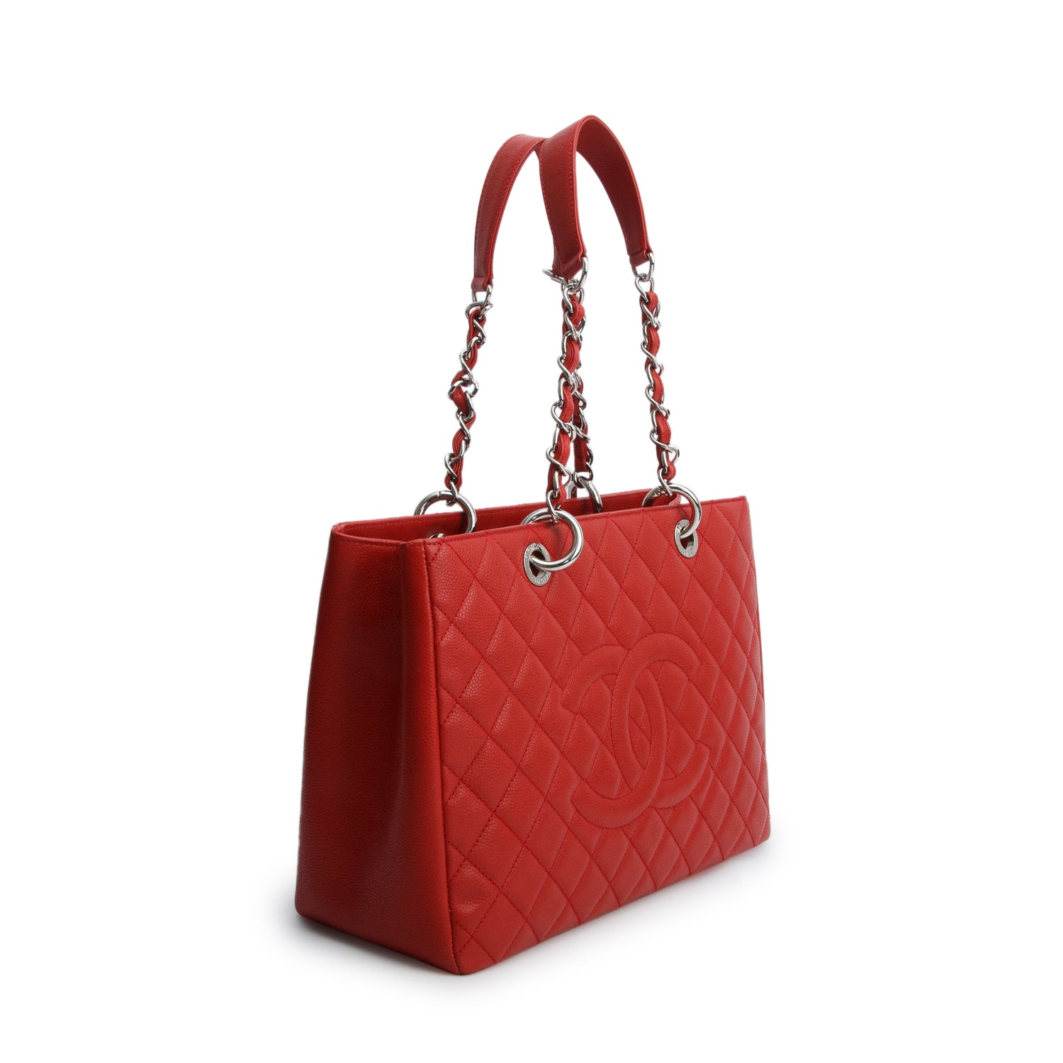 Chanel Red Caviar Leather Grand Shopping Tote (GST) w/ Box
