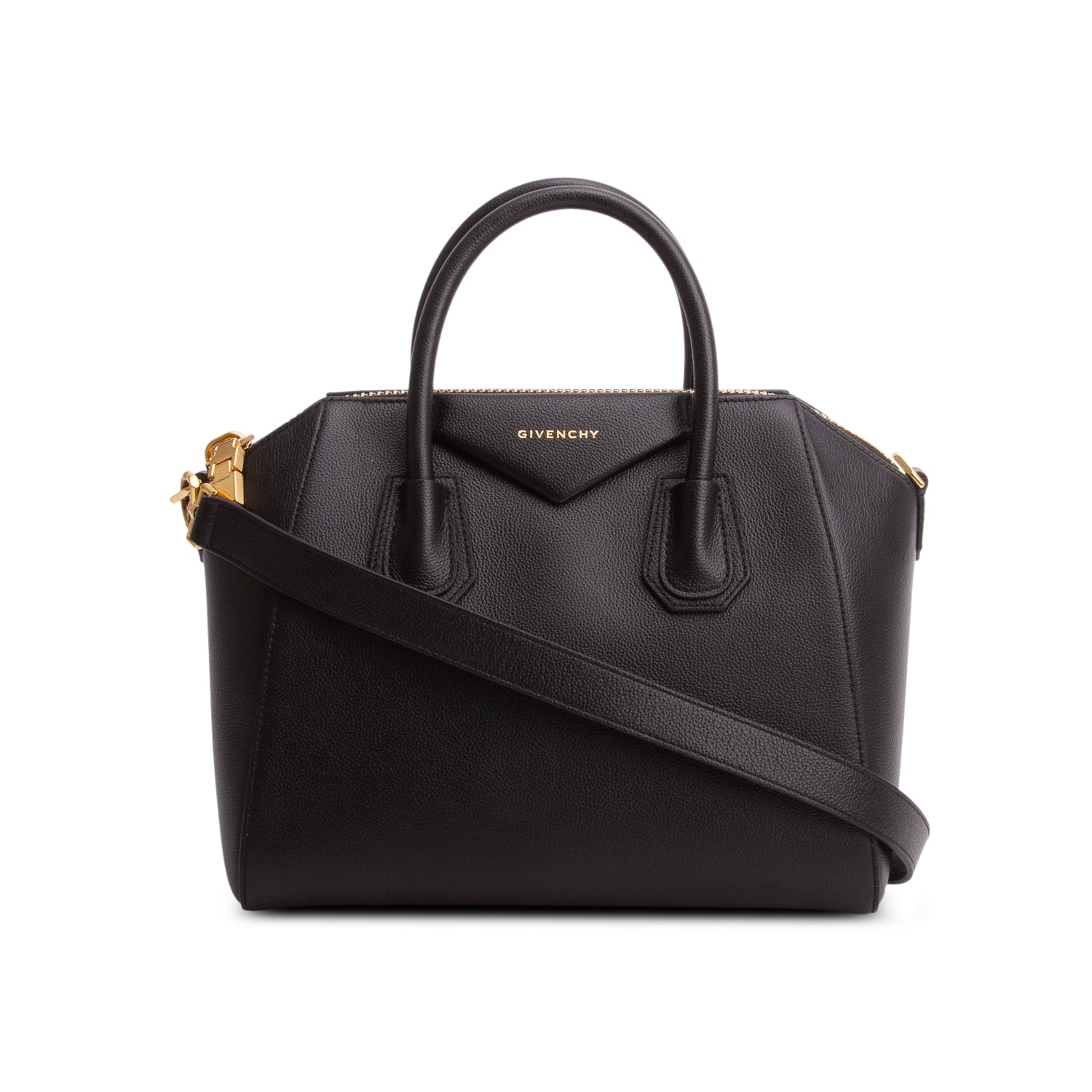 Givenchy 2023 Black Sugar Goatskin Leather Small Antigona w/ Strap