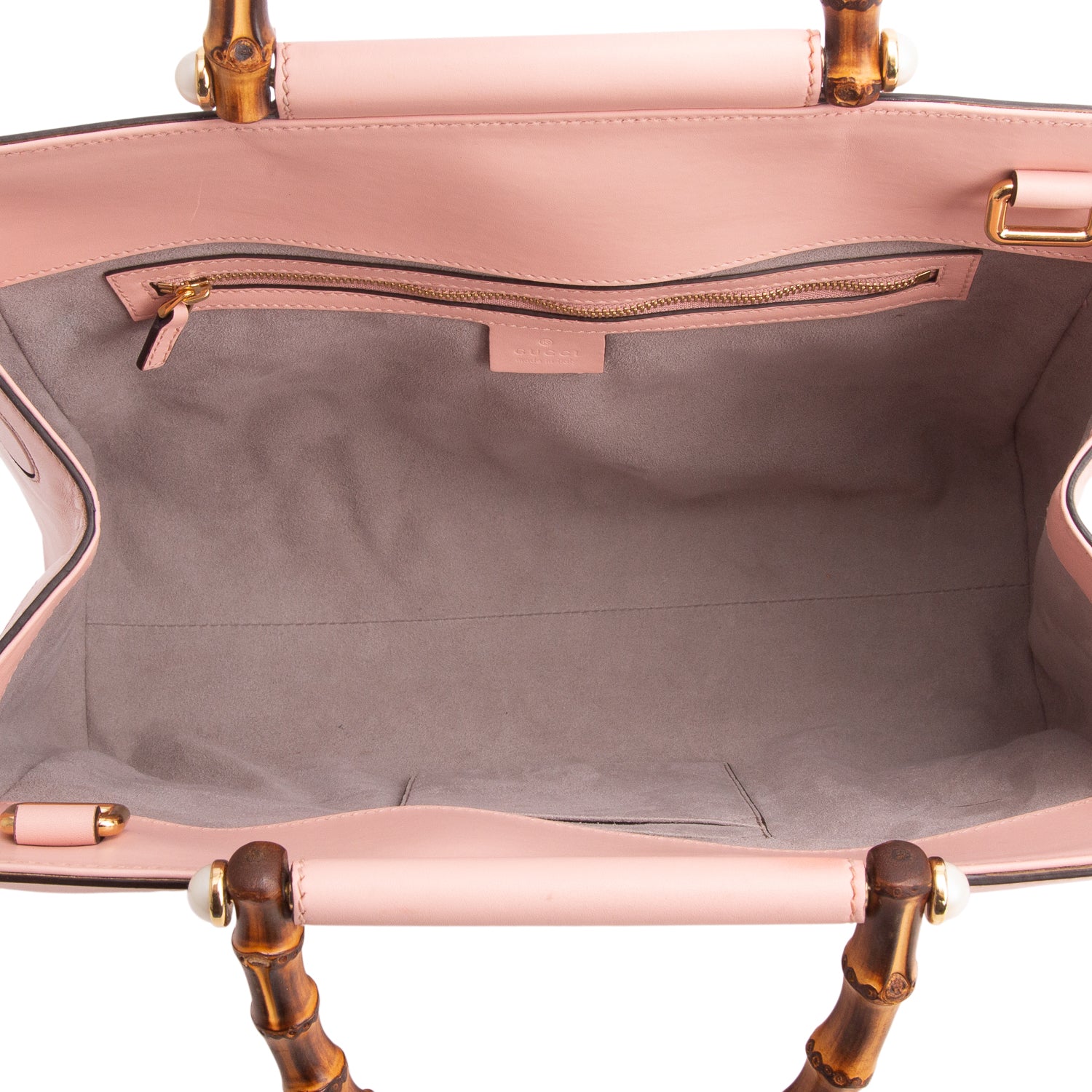 Gucci Pink Nappa Bamboo Medium Nymphaea Top Handle Bag