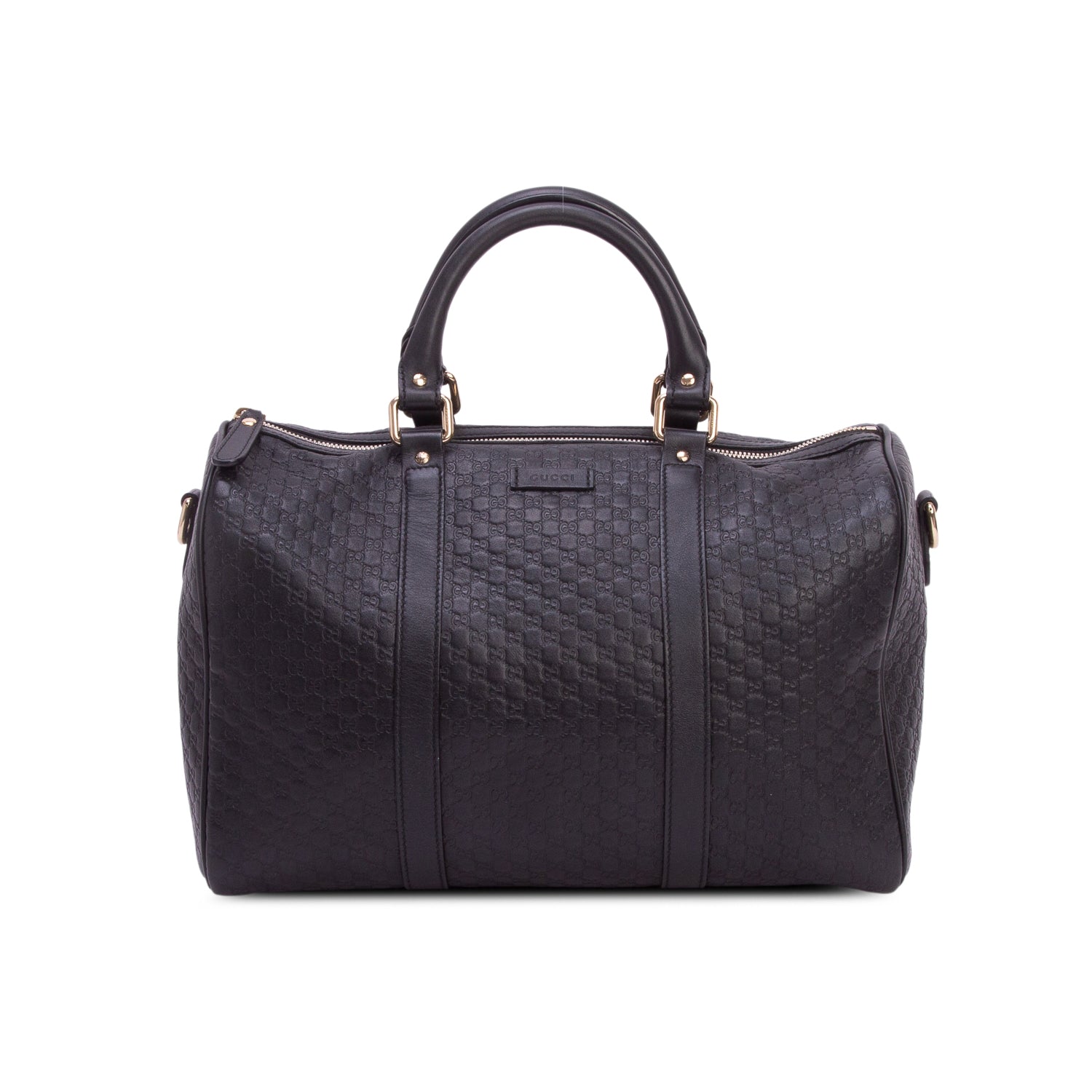 Gucci Black Micro GG Signature Leather Medium Joy Boston Bag w/ Strap