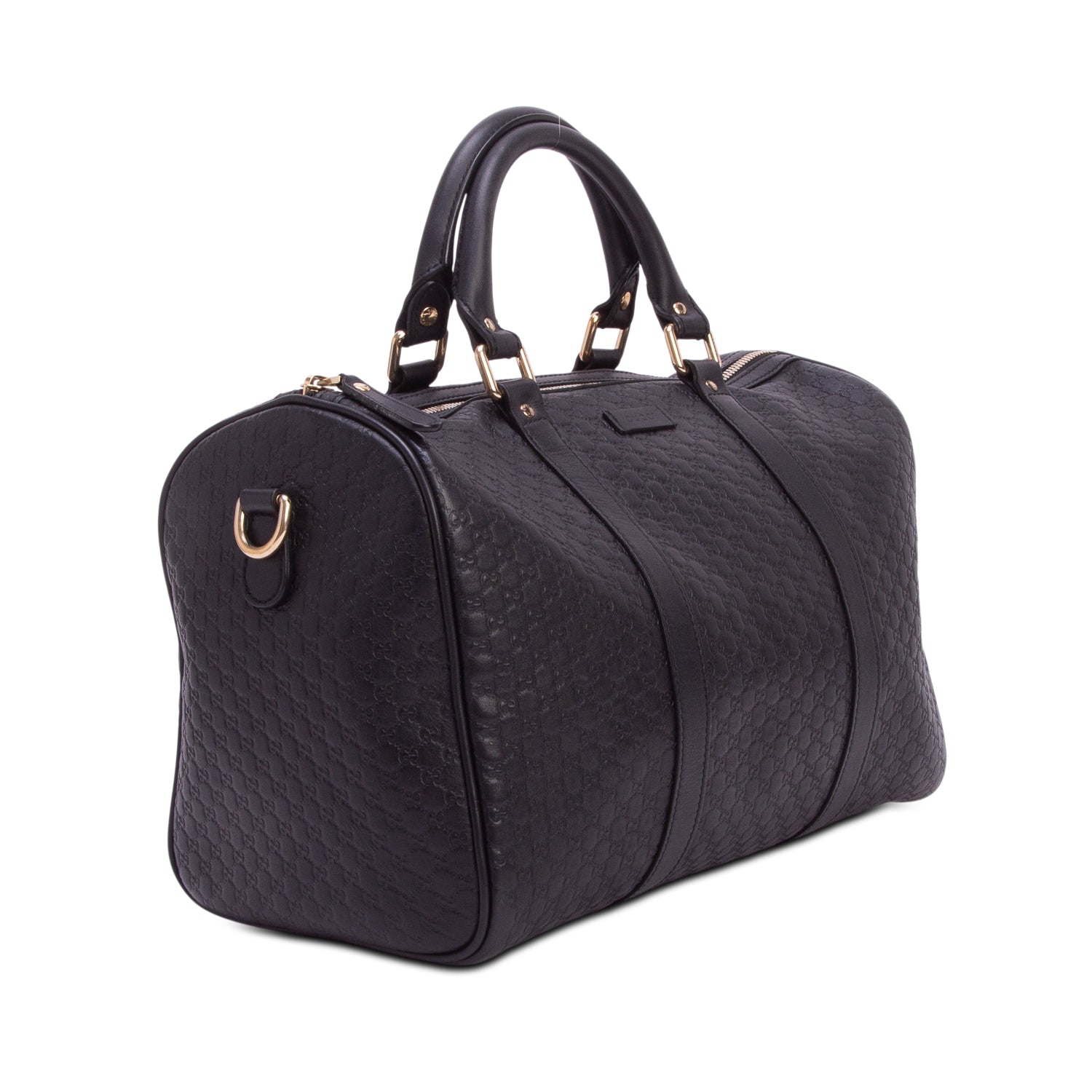 Gucci Black Micro GG Signature Leather Medium Joy Boston Bag w/ Strap