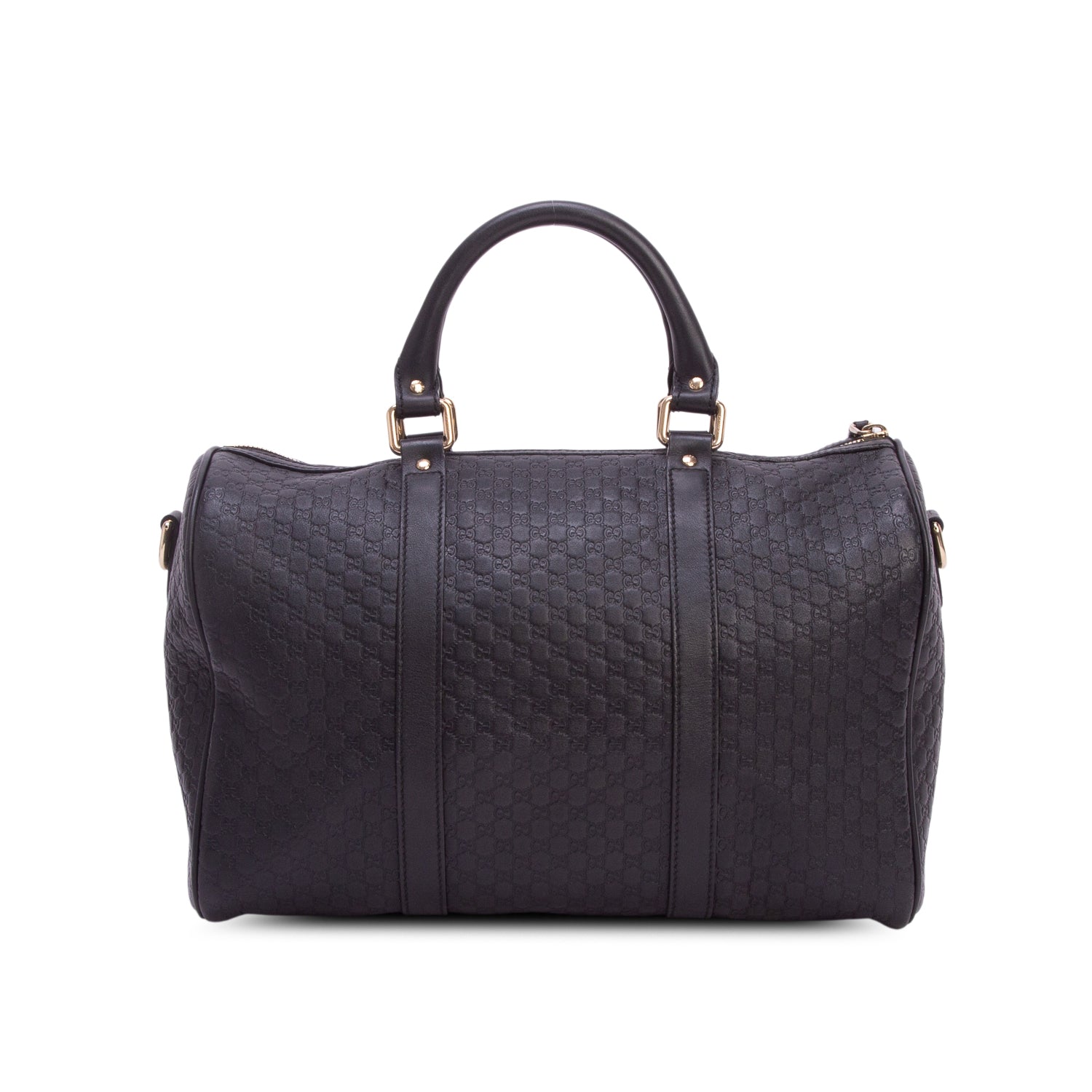 Gucci Black Micro GG Signature Leather Medium Joy Boston Bag w/ Strap