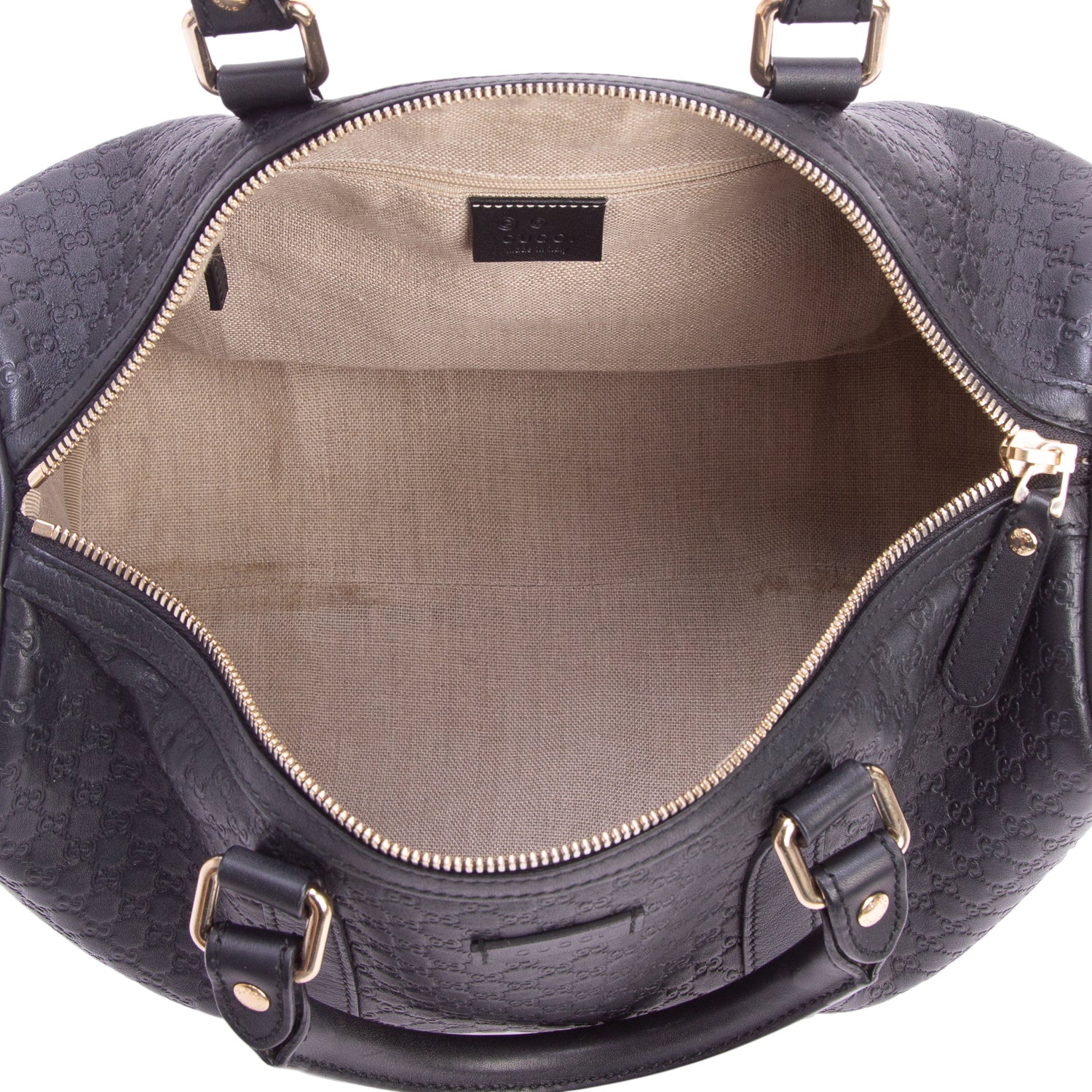 Gucci Black Micro GG Signature Leather Medium Joy Boston Bag w/ Strap