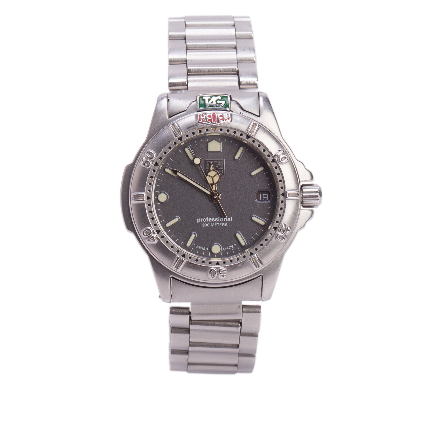 Tag Heuer Stainless Steel Professional 4000 Series 34 MM Quartz Watch Grey Dial 999.213K