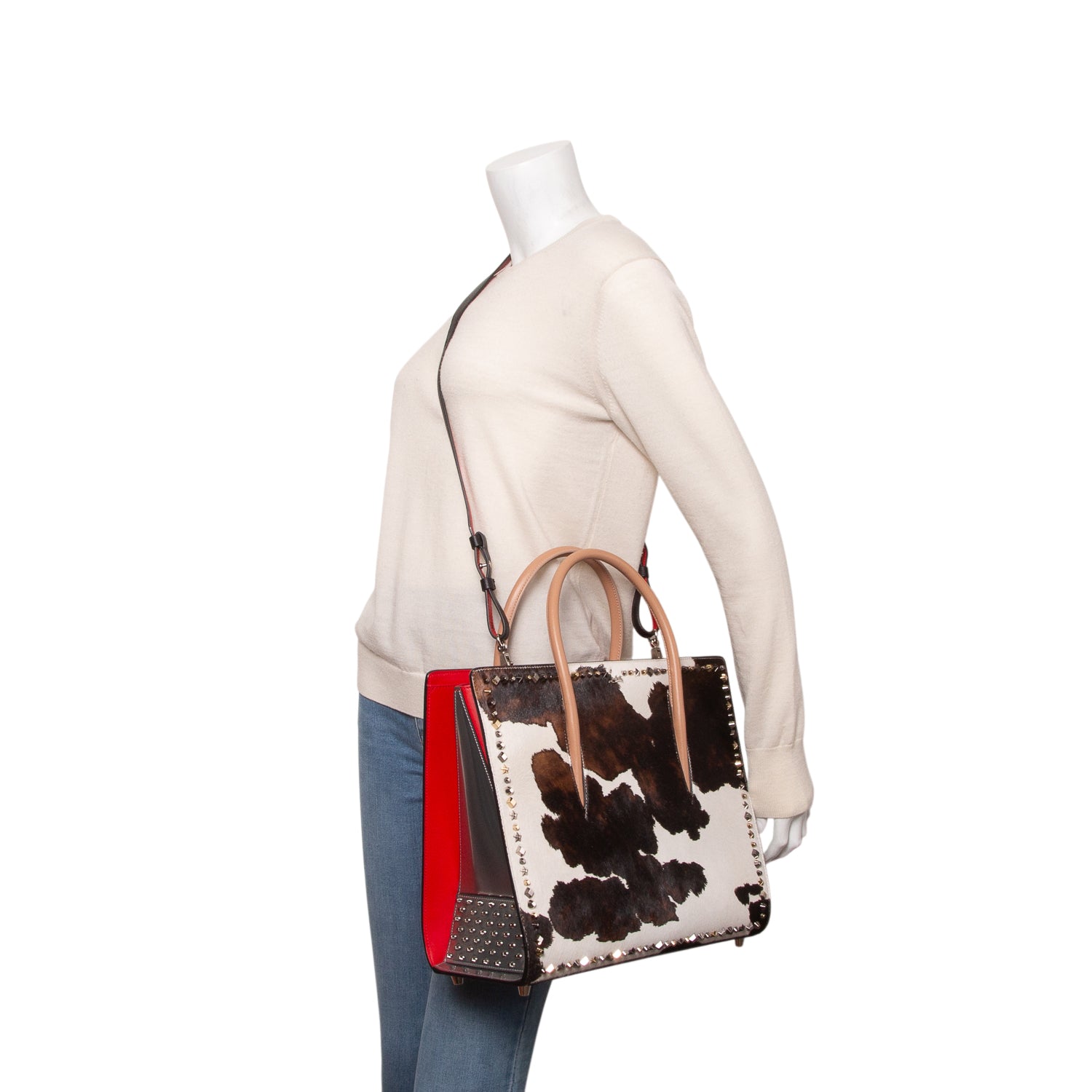 Christian Louboutin Multicolor Calf Hair/Leather Large Pony Cowboy Paloma w/ Strap