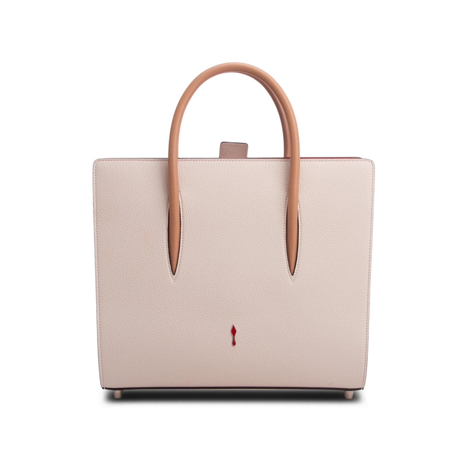 Christian Louboutin Cream Grained Calfskin Spikes Loubinthesky Medium Paloma w/ Strap