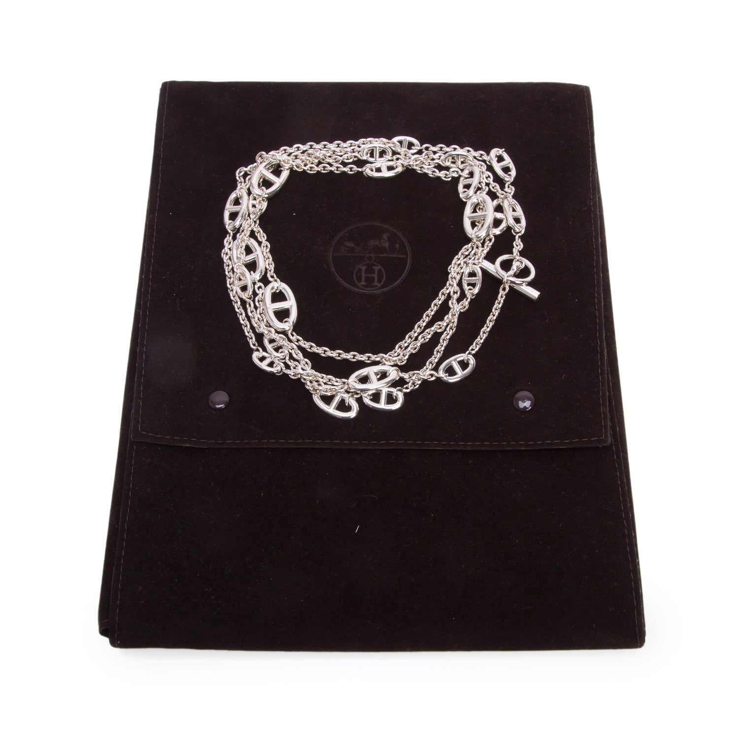 Hermes Sterling Silver Farandole Long Necklace 160