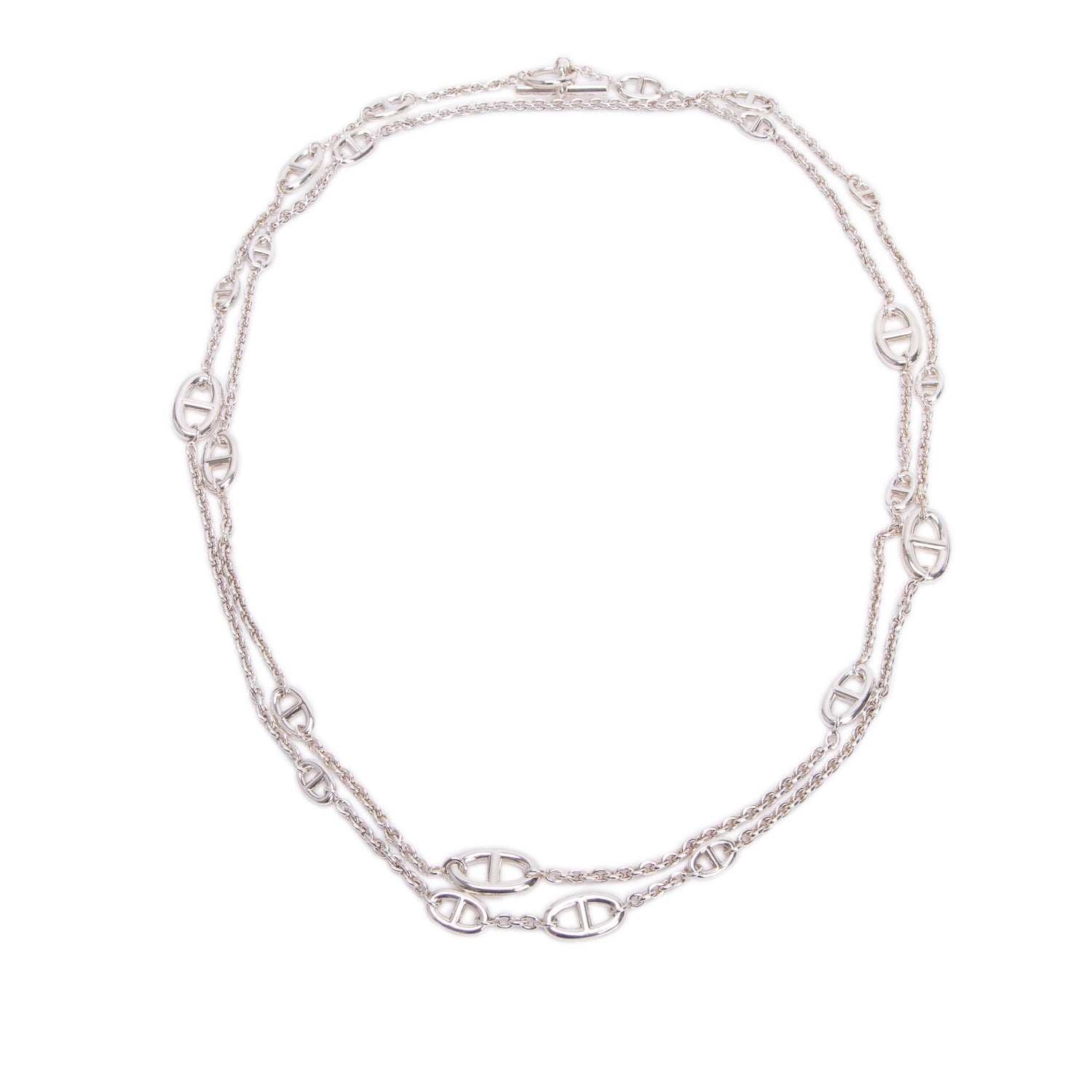 Hermes Sterling Silver Farandole Long Necklace 160
