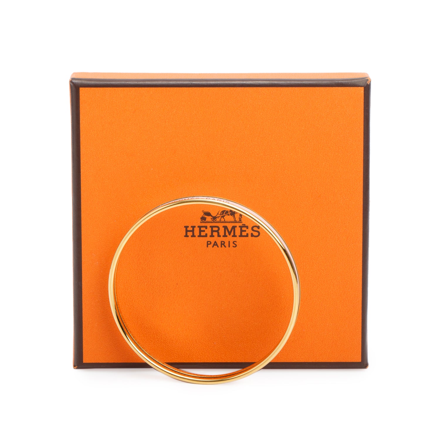 Hermes 2026 Gold-Plated Pink Enamel Uni Bangle w/ Box & Receipt