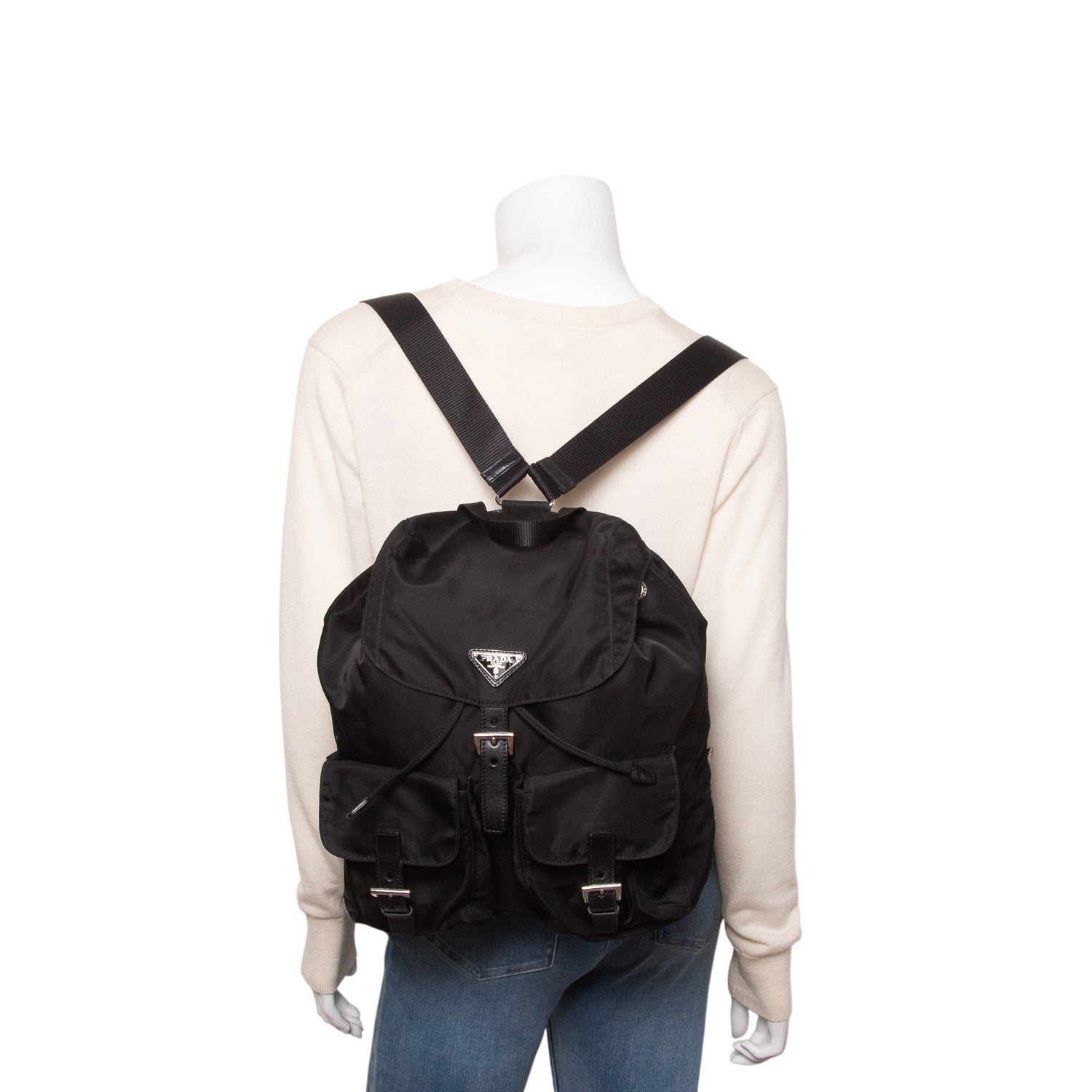 Prada Black Tessuto Vela Medium Backpack