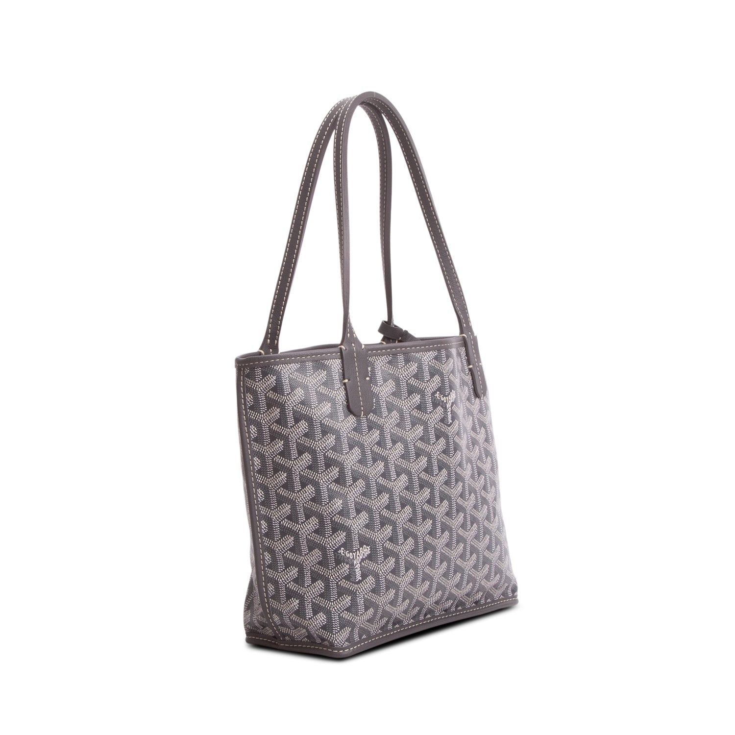 Goyard 2023 Grey Goyardine Reversible Mini Anjou w/ Pouch