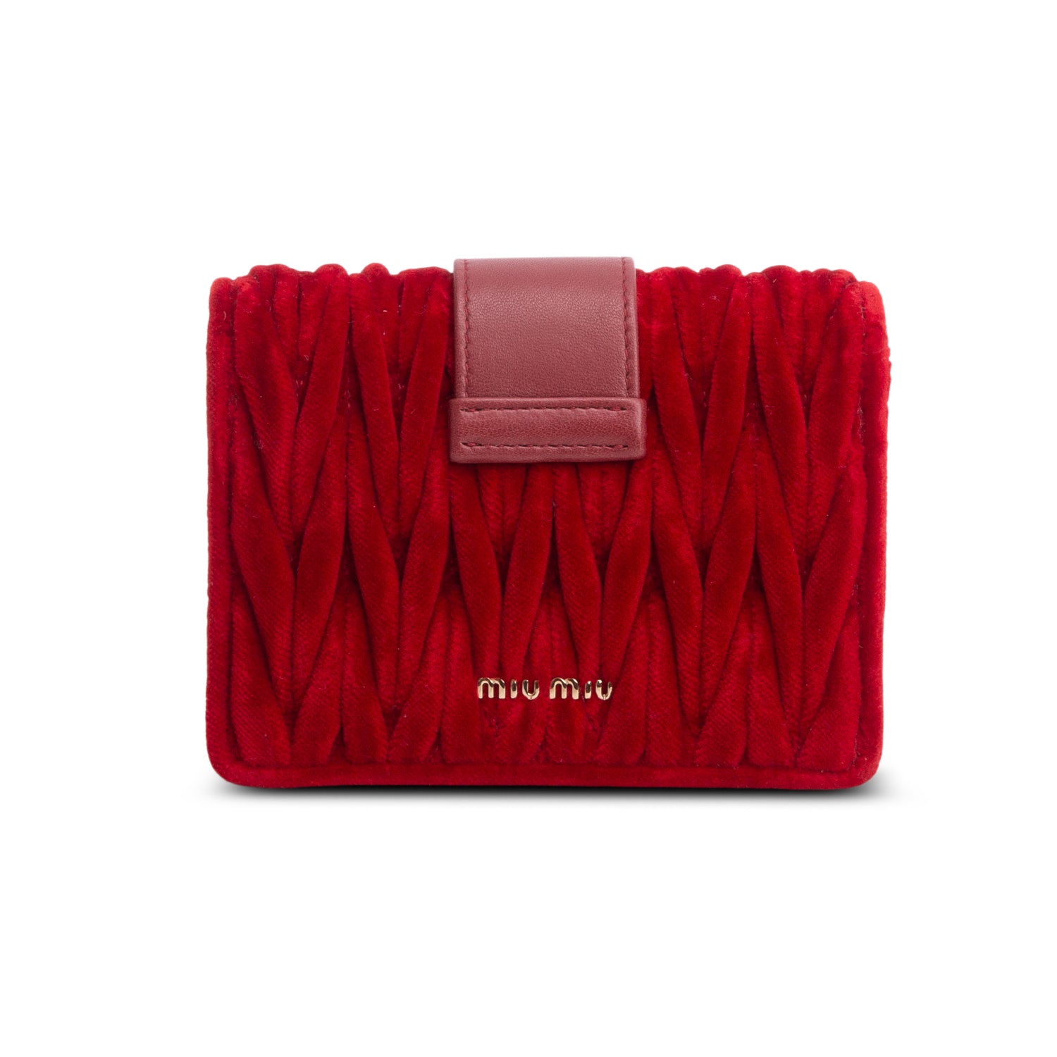 Miu Miu Red Velvet Matelasse Crystal Mini Crossbody Bag w/ Authenticity Card