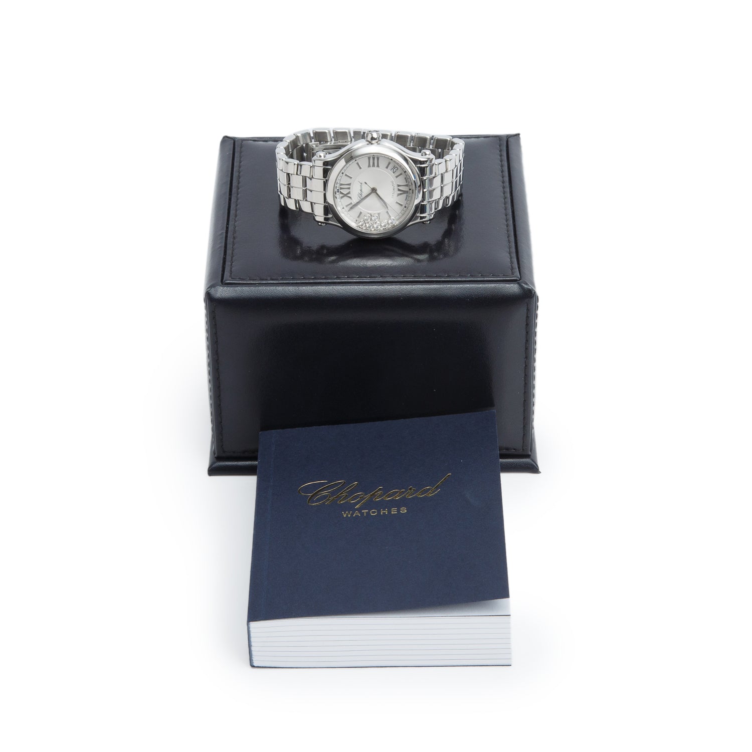 Chopard Stainless Steel Happy Sport 7 Floating Diamond 36 MM Automatic Watch Silver Dial w/ Box