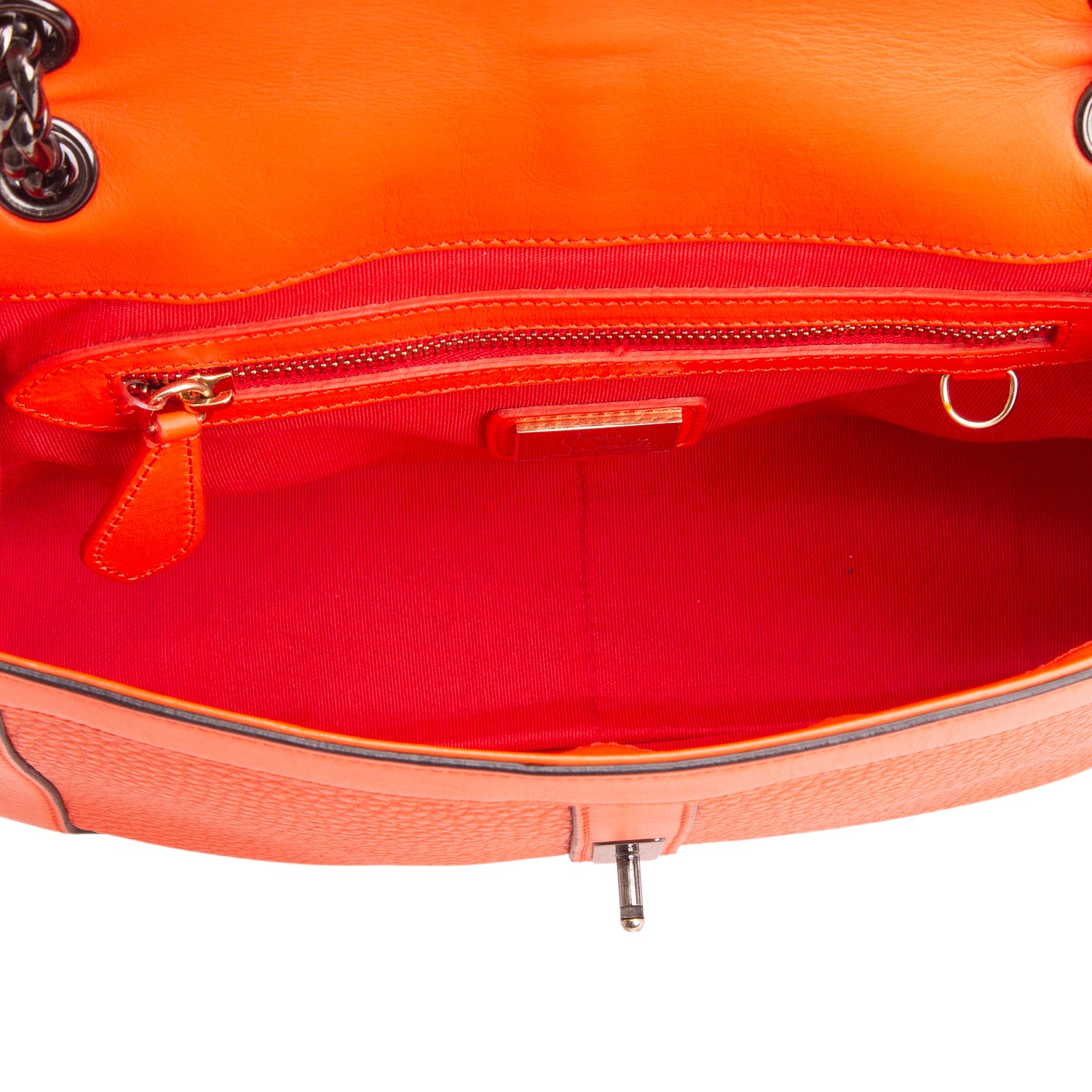 Christian Louboutin Orange Grained Calfskin Sweet Charity Shoulder Bag