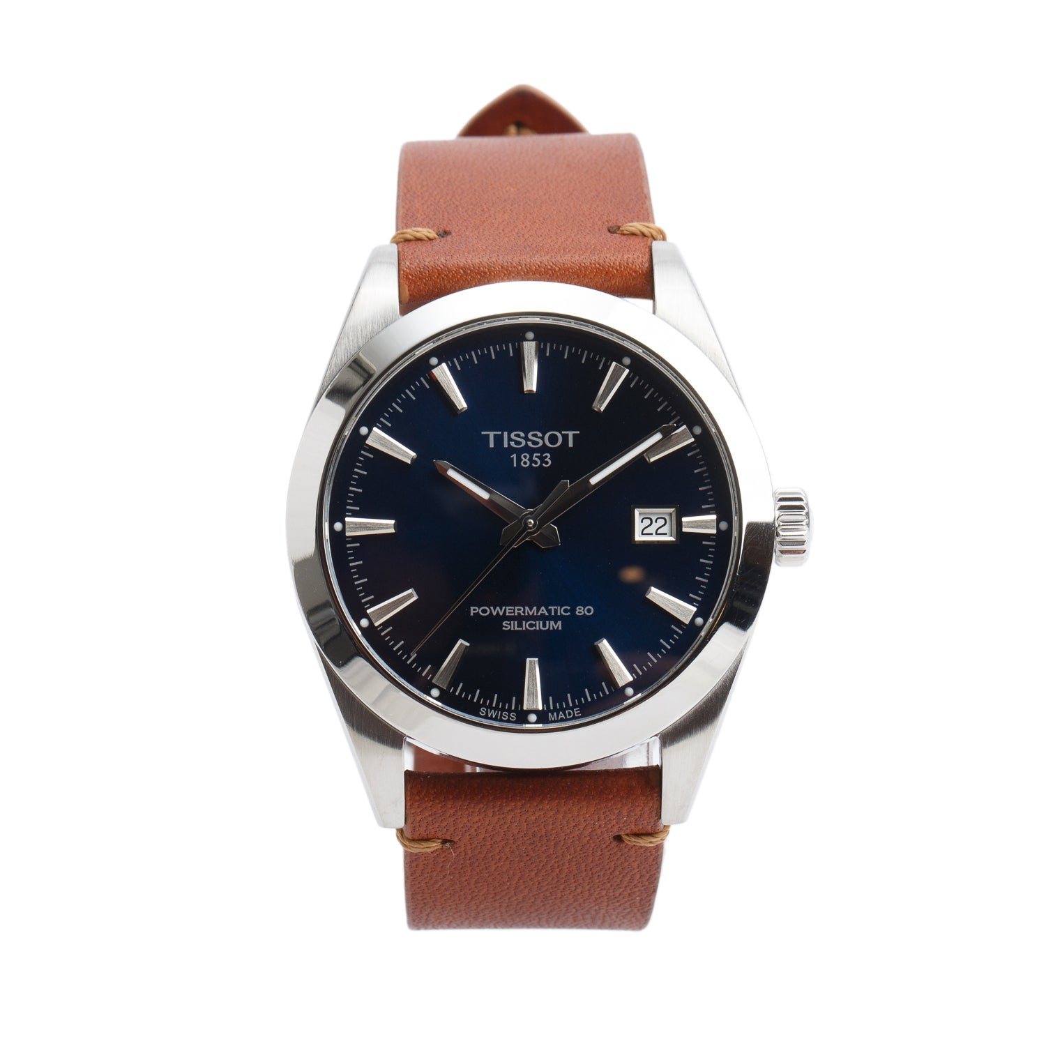 Tissot Stainless Steel Gentleman Powermatic 80 40 MM Automatic Watch Blue Dial w/ Box & Papers