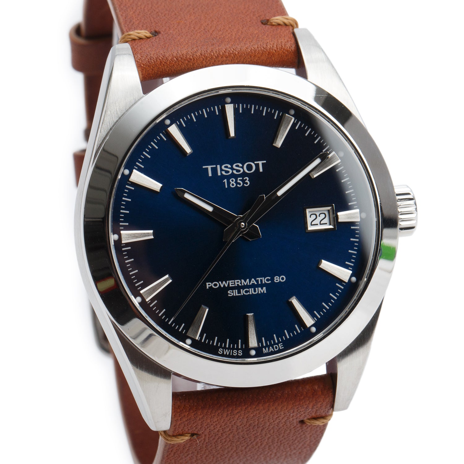 Tissot Stainless Steel Gentleman Powermatic 80 40 MM Automatic Watch Blue Dial w/ Box & Papers
