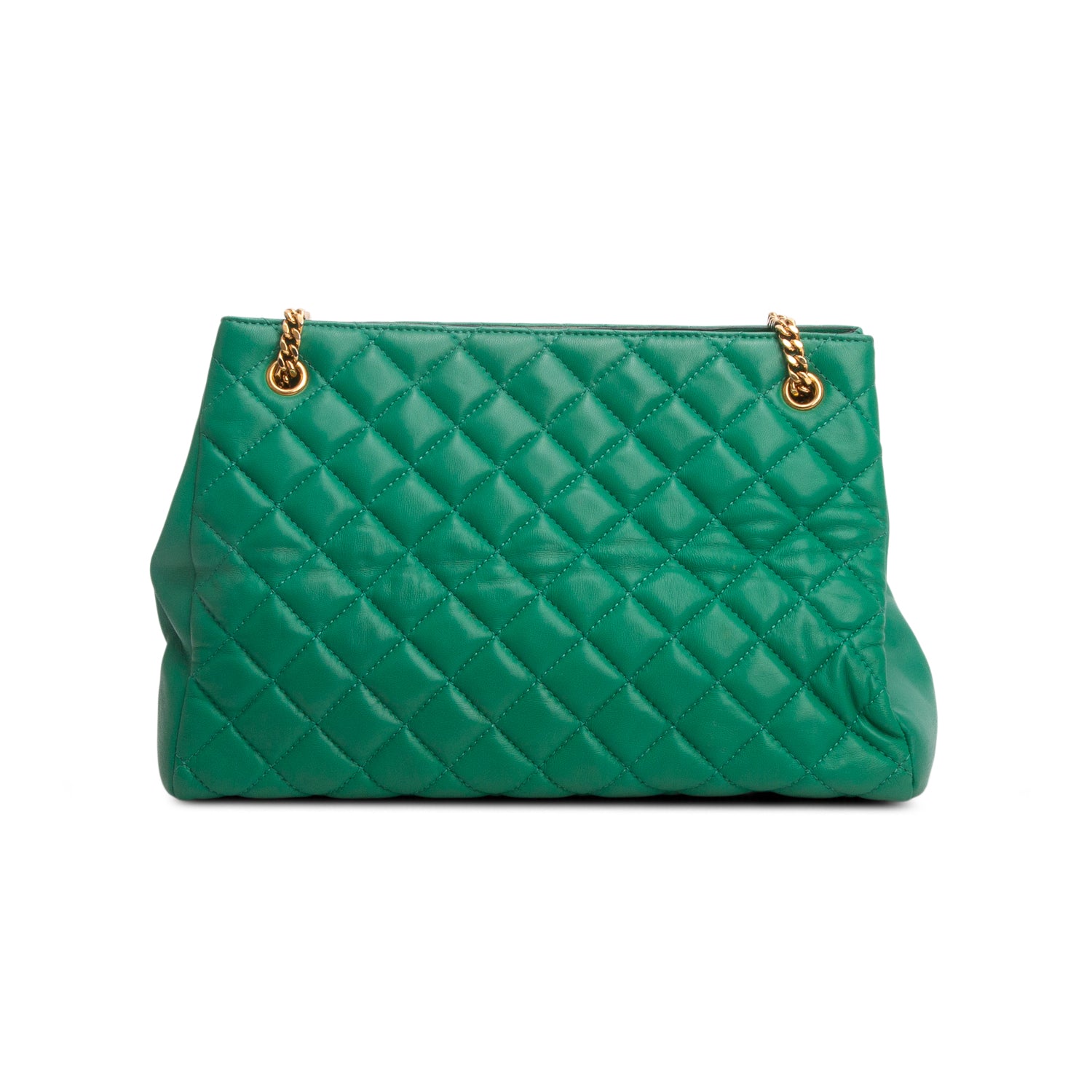 Versace Green Nappa Quilted Leather La Medusa Chain Shoulder Bag