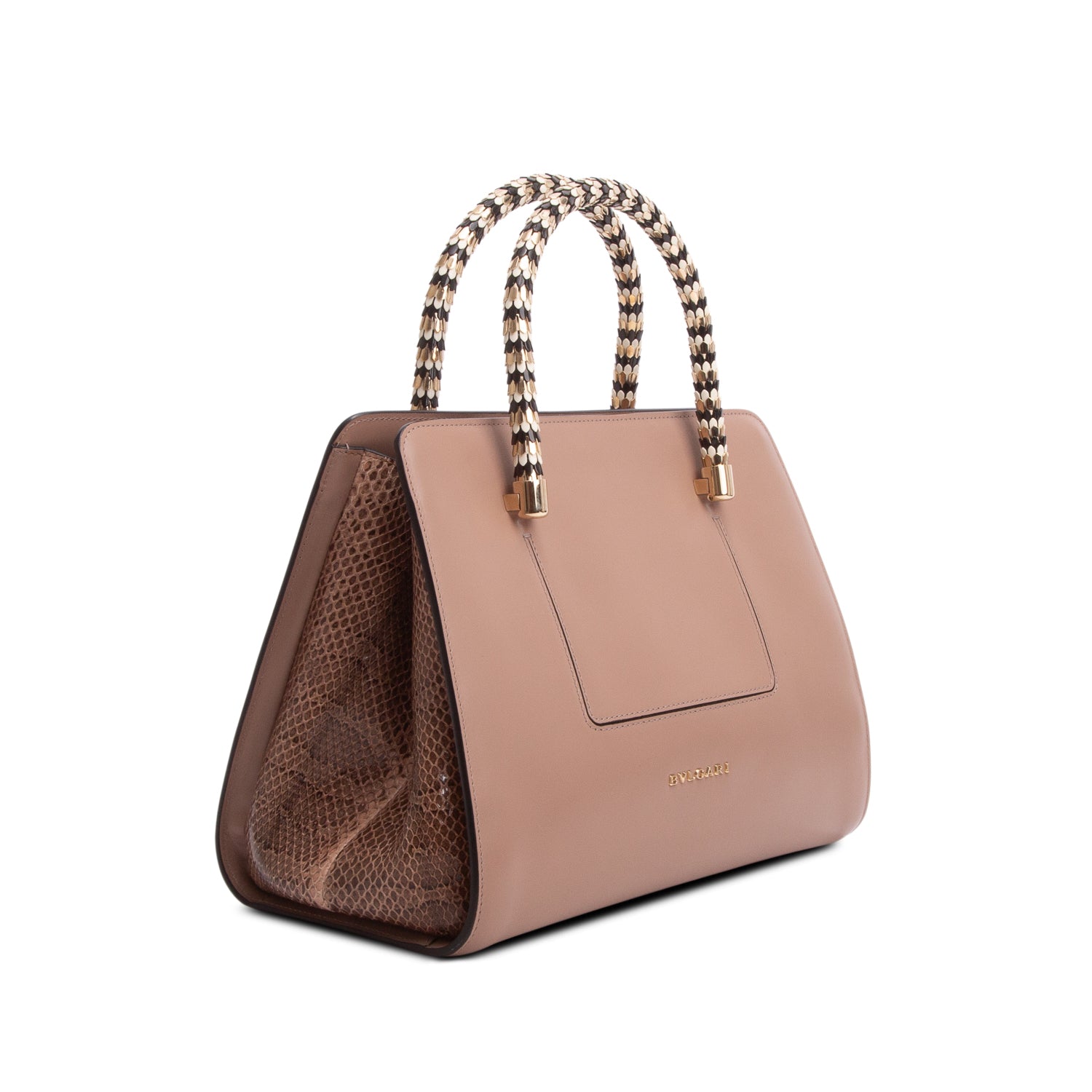 Bulgari Pink Leather & Karung Scaglie Tote w/ Strap