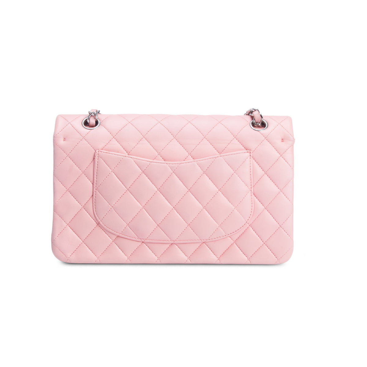 Chanel Pink Quilted Lambskin Leather Classic Medium Double Flap Bag w/ Authenticity Card