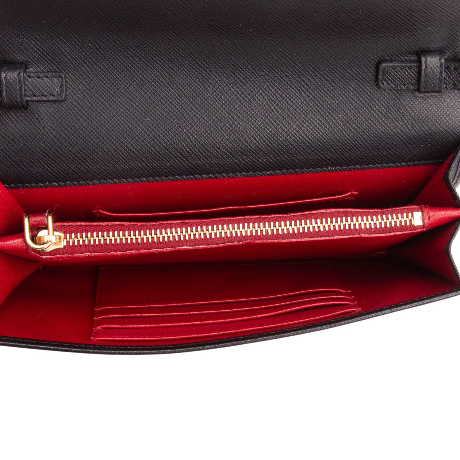 Prada Black Saffiano Lux Metal Logo Mini Flap Clutch w/ Box & Authenticity Card