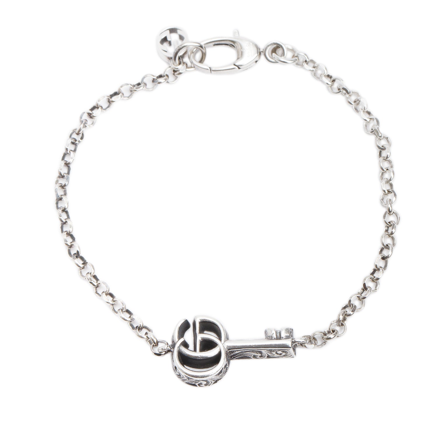 Gucci 2022 Sterling Silver Double G Key Bracelet w/ Box & Receipt
