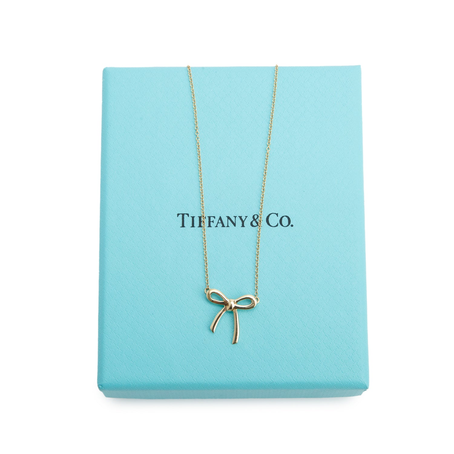 Tiffany & Co. 18k Yellow Gold Bow Pendant Necklace w/ Box