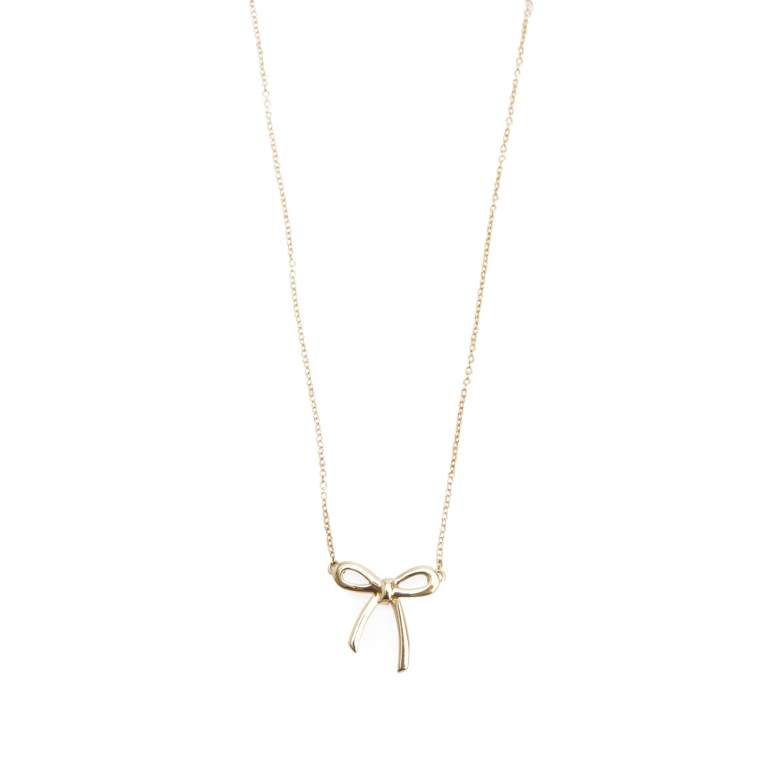 Tiffany & Co. 18k Yellow Gold Bow Pendant Necklace w/ Box