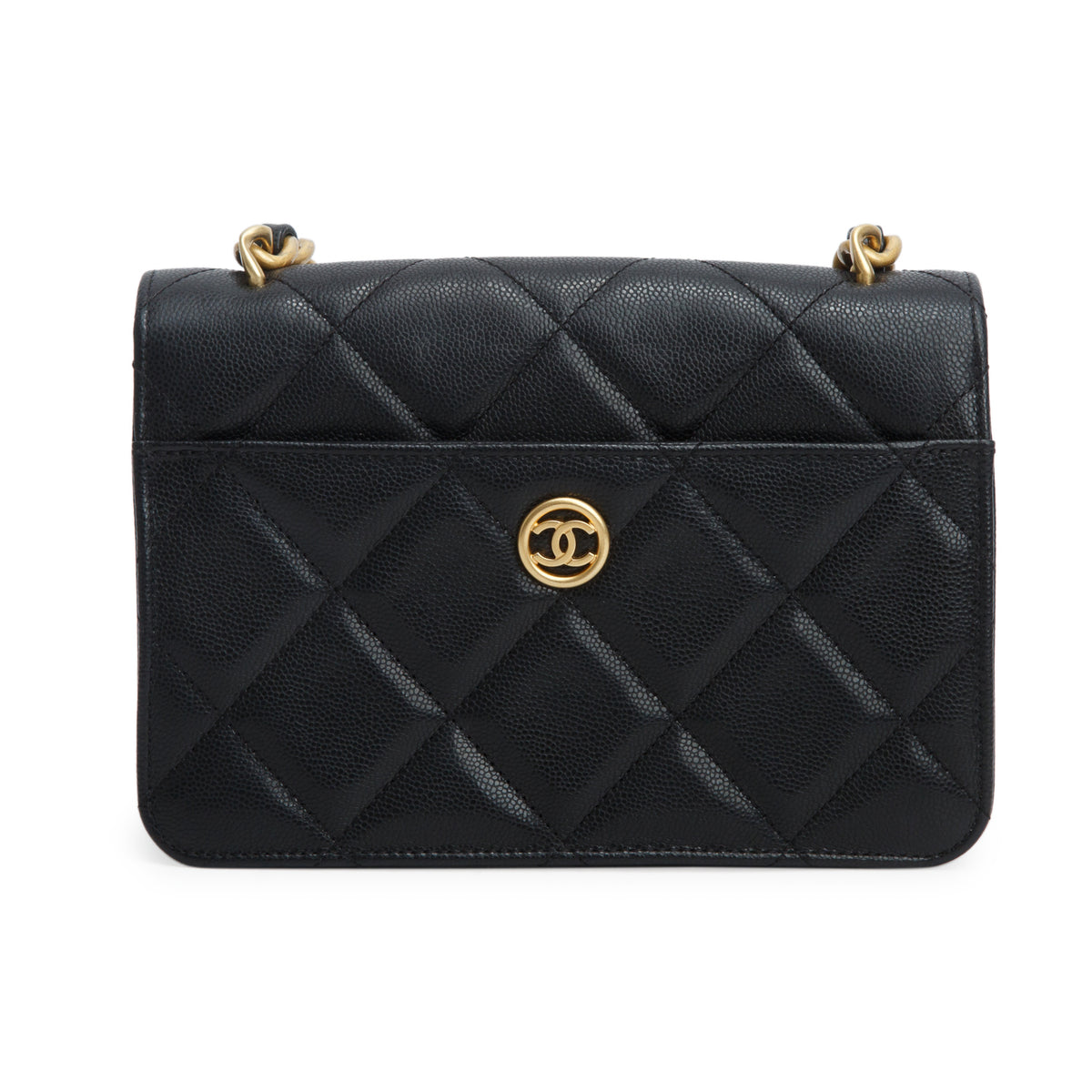 Chanel Black Shiny Caviar Quilted Small Flap w/ Box