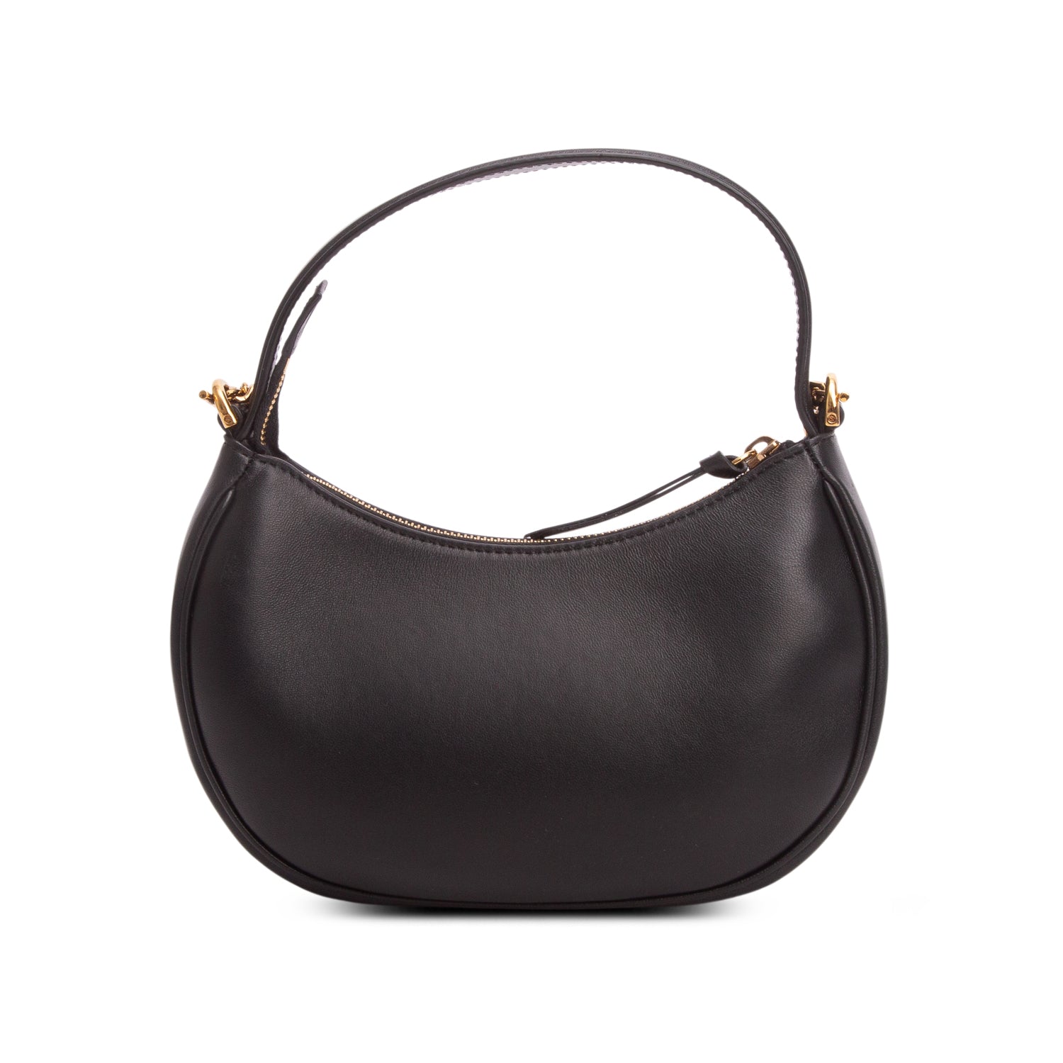 Versace Black Quilted Leather Medusa Half Moon Shoulder Bag w/ Strap