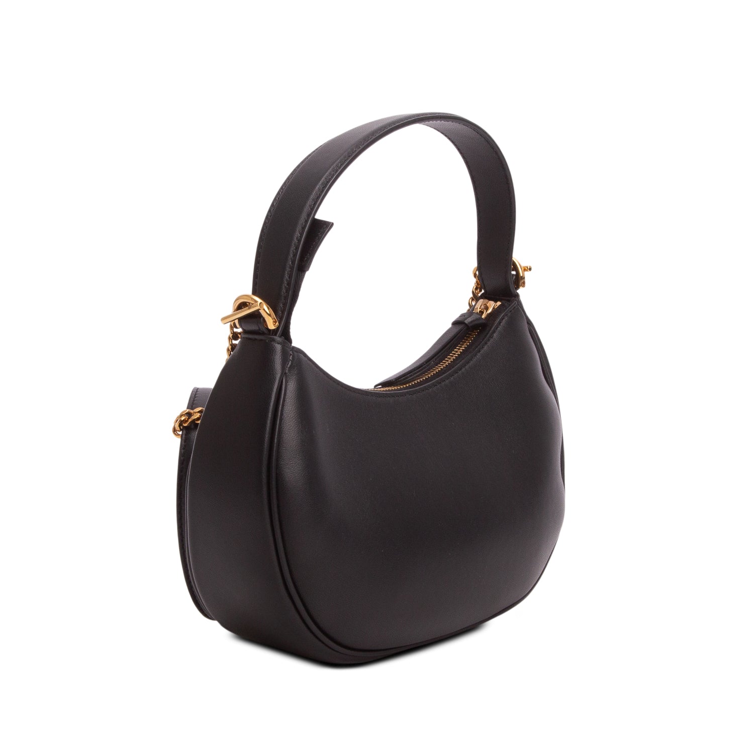 Versace Black Quilted Leather Medusa Half Moon Shoulder Bag w/ Strap