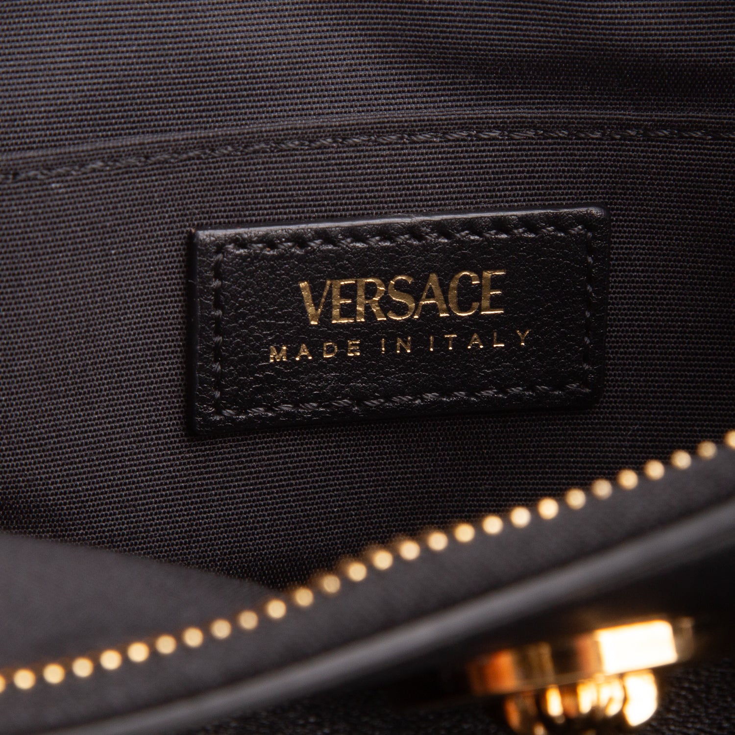Versace Black Quilted Leather Medusa Half Moon Shoulder Bag w/ Strap