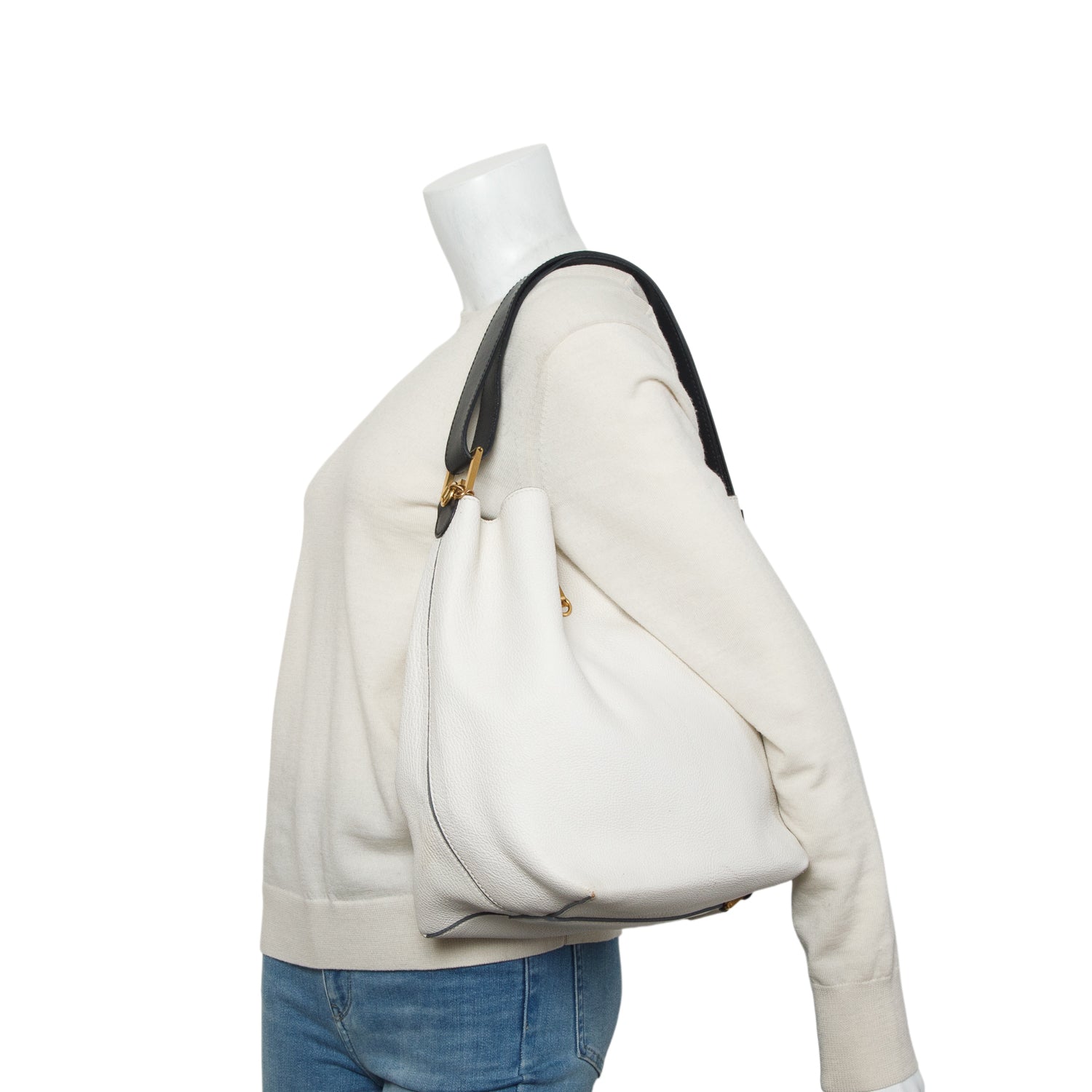 Givenchy White Grained Calfskin GV Bucket Bag