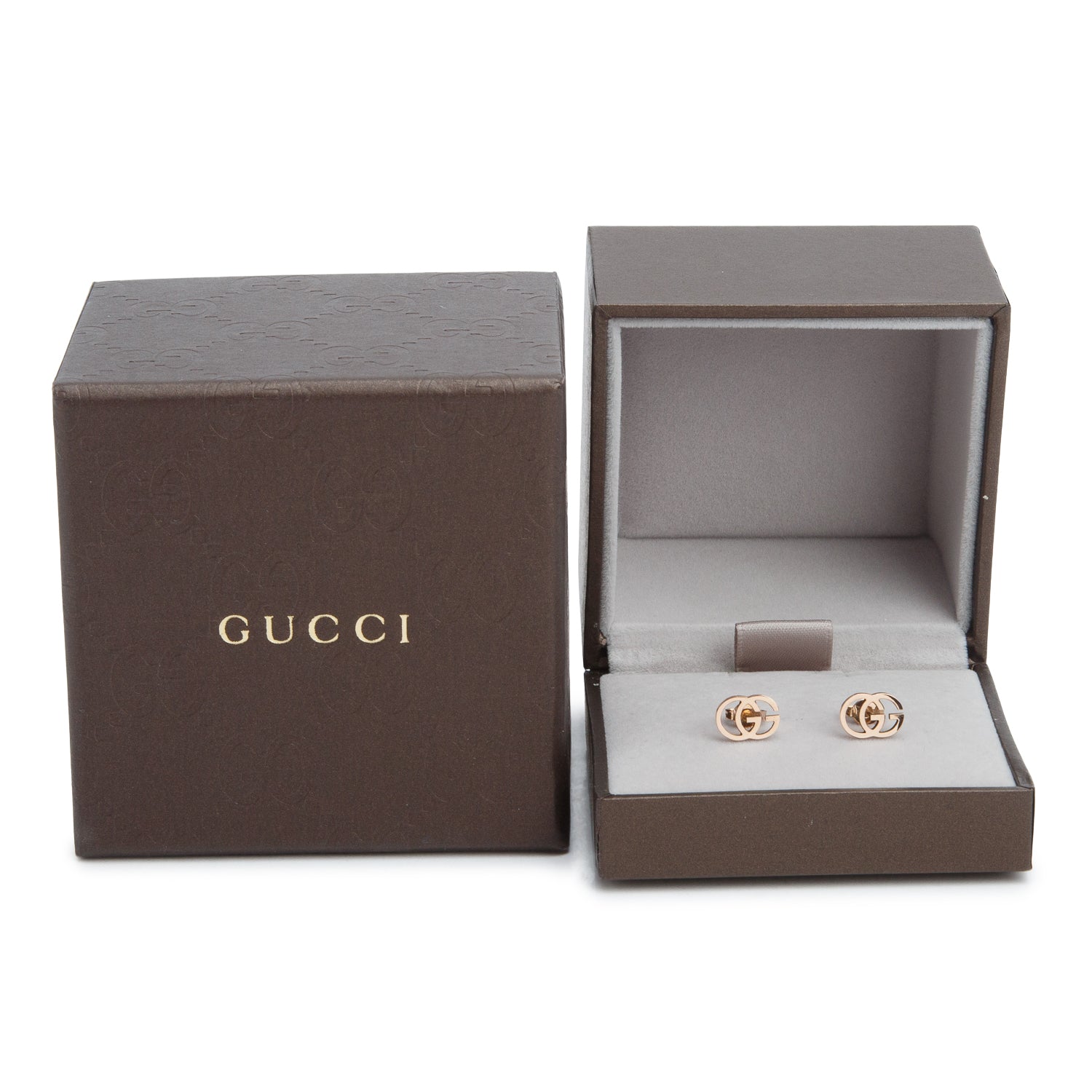 Gucci 18k Yellow Gold Interlocking G Tissue Stud Earrings w/ Box