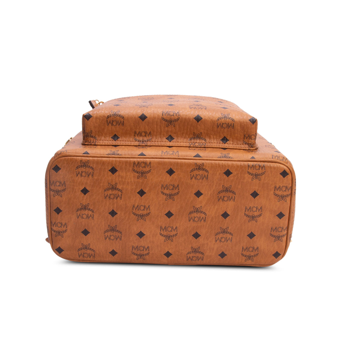 MCM Cognac Visetos Stark Side Studs Medium Backpack