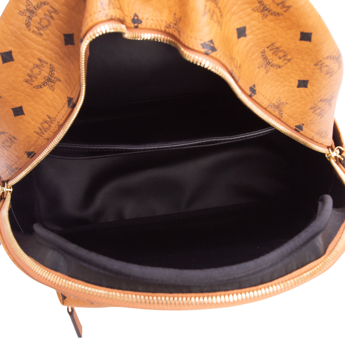 MCM Cognac Visetos Stark Side Studs Medium Backpack