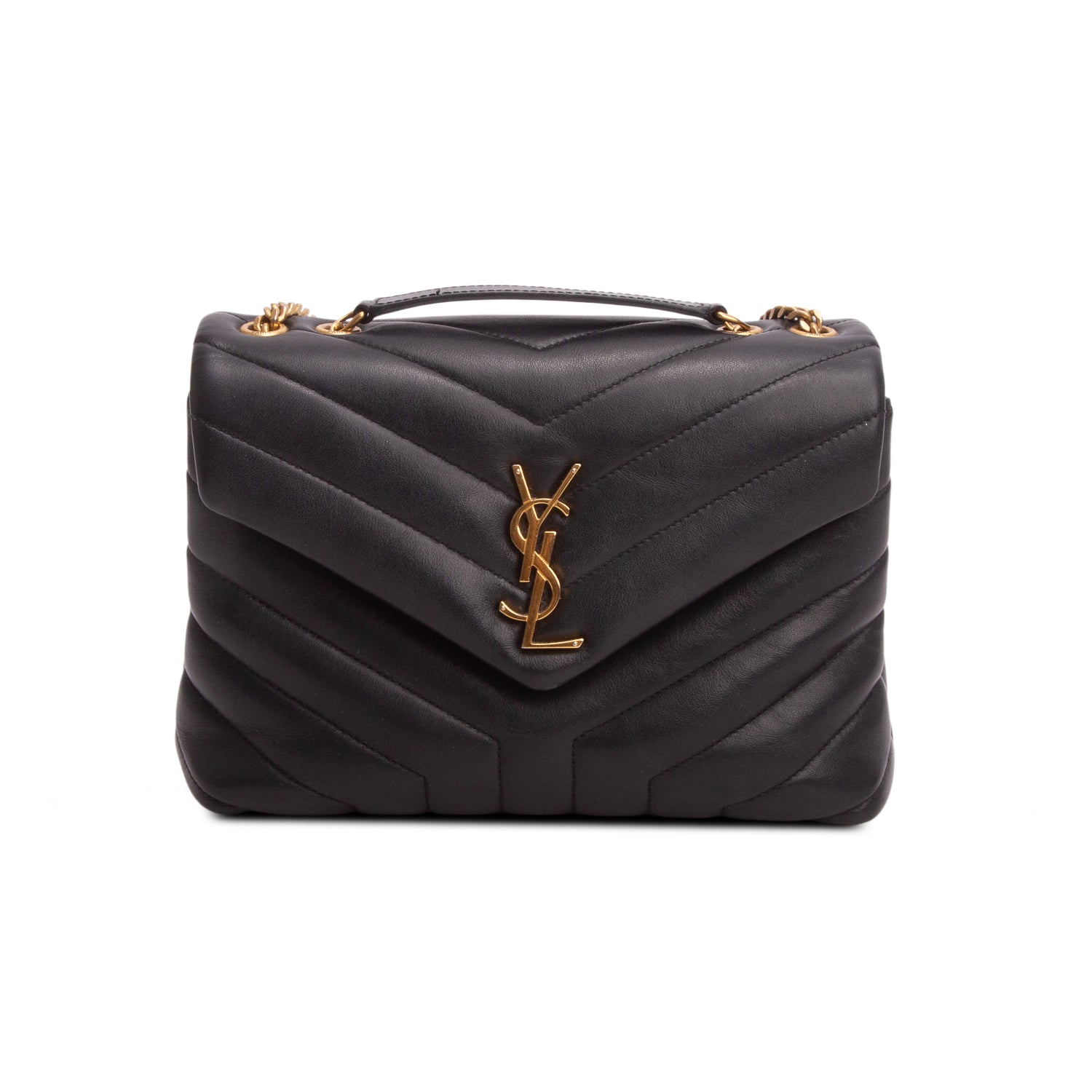 Saint Laurent 2020 Black Calfskin Y Quilted Monogram Small Loulou Chain Satchel w/ Box & Receipt