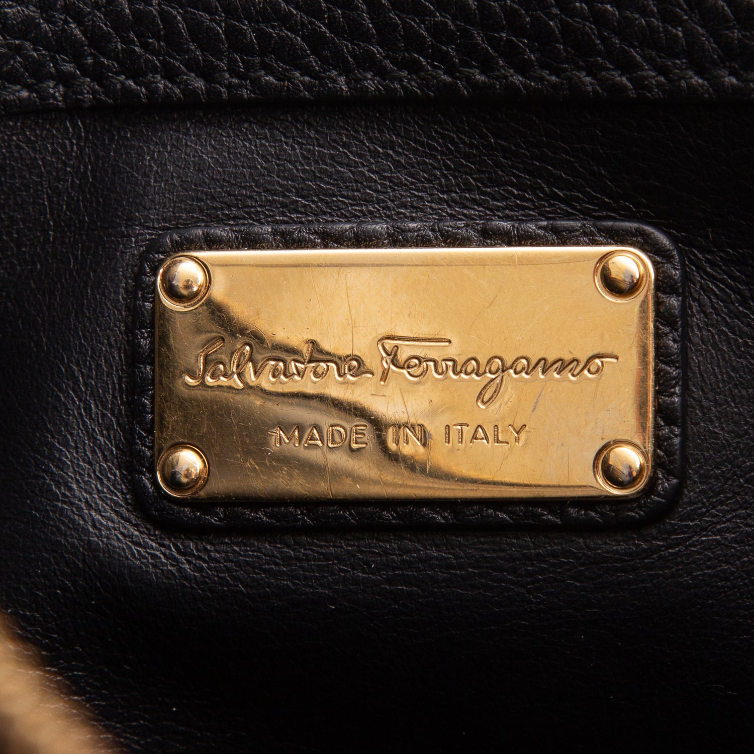 Ferragamo Black Calfskin Zip Pouch